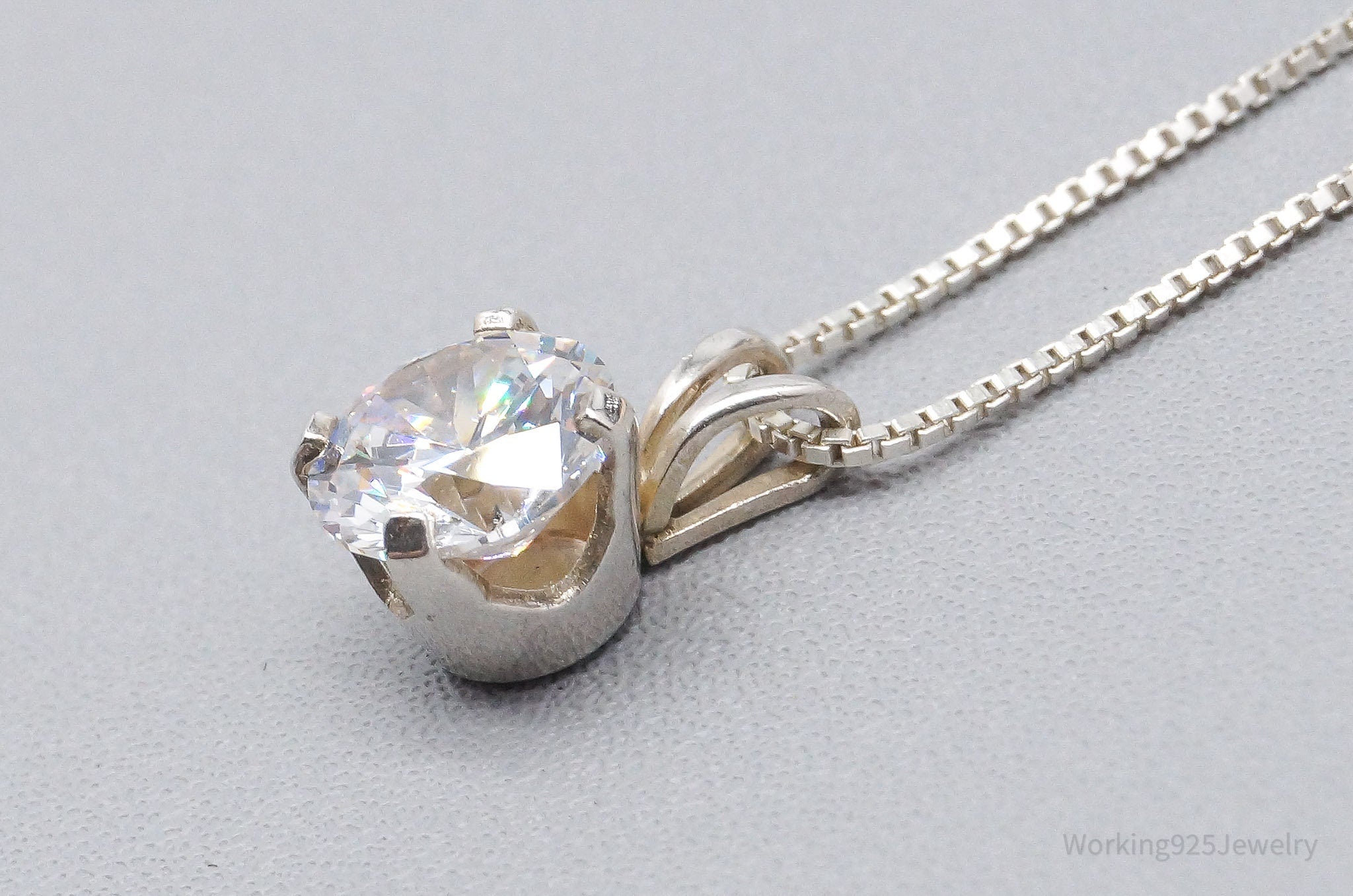 Vintage Cubic Zirconia Sterling Silver Necklace 18"