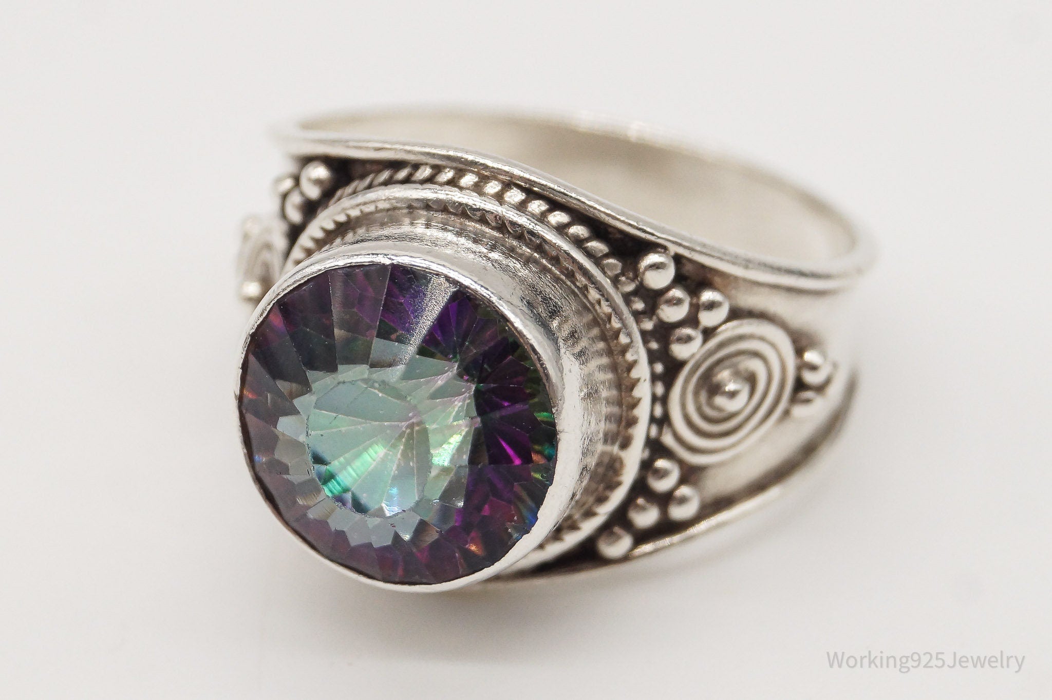 Vintage Mystic Topaz Sterling Silver Ring - Size 8