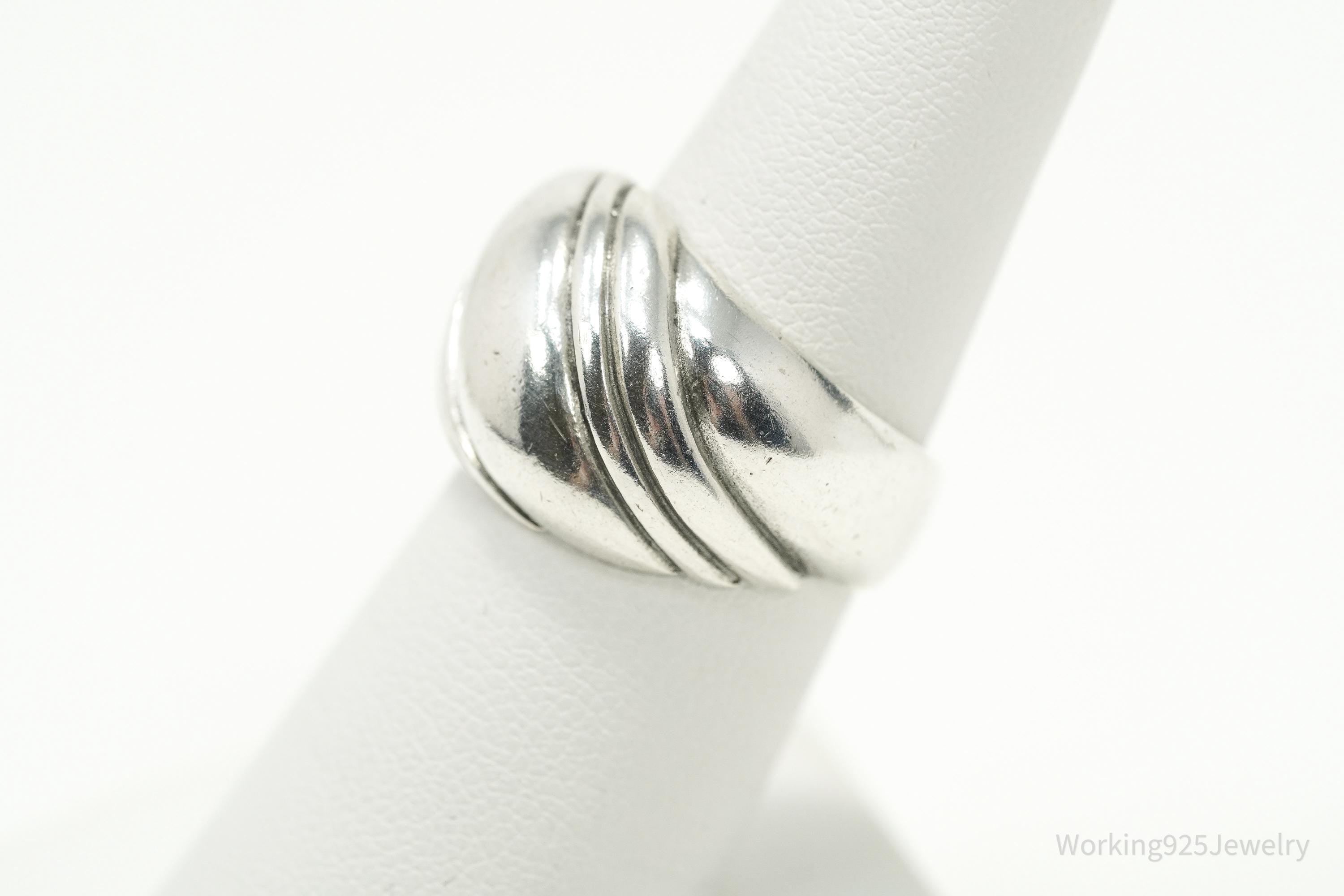 Vintage Designer Kabana Puffy Style Sterling Silver Ring - Size 7