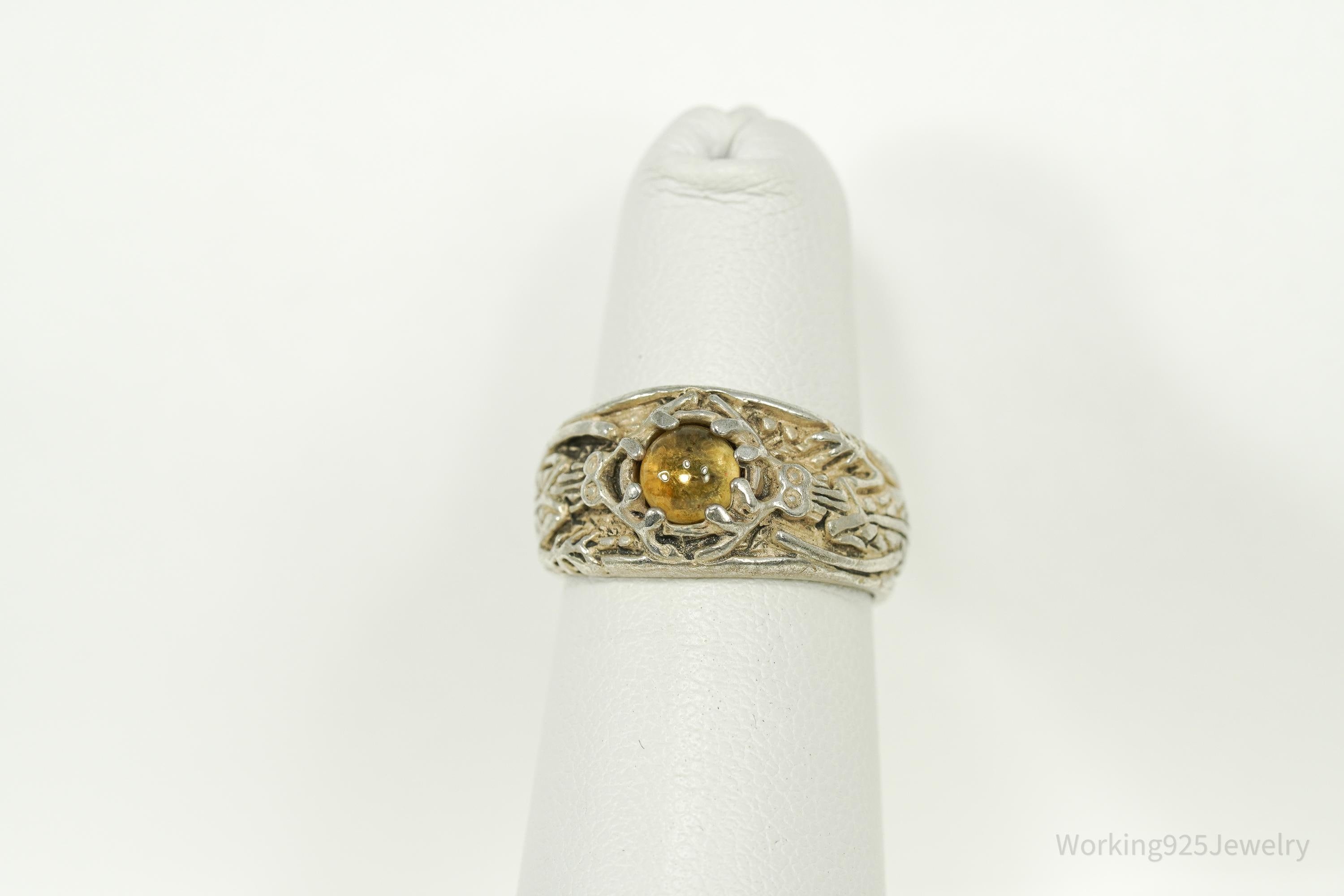 Vintage Citrine Ornate Sterling Silver Ring | Working 925 Jewelry