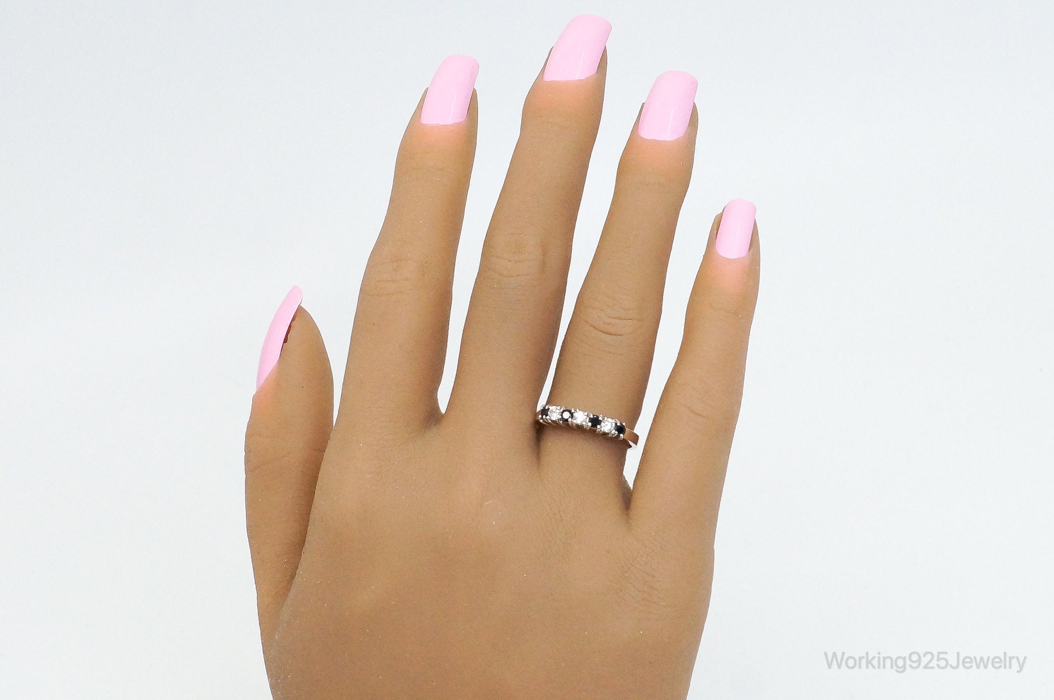 Vintage Designer Avon Black Onyx Cubic Zirconia Sterling Silver Ring SZ 7