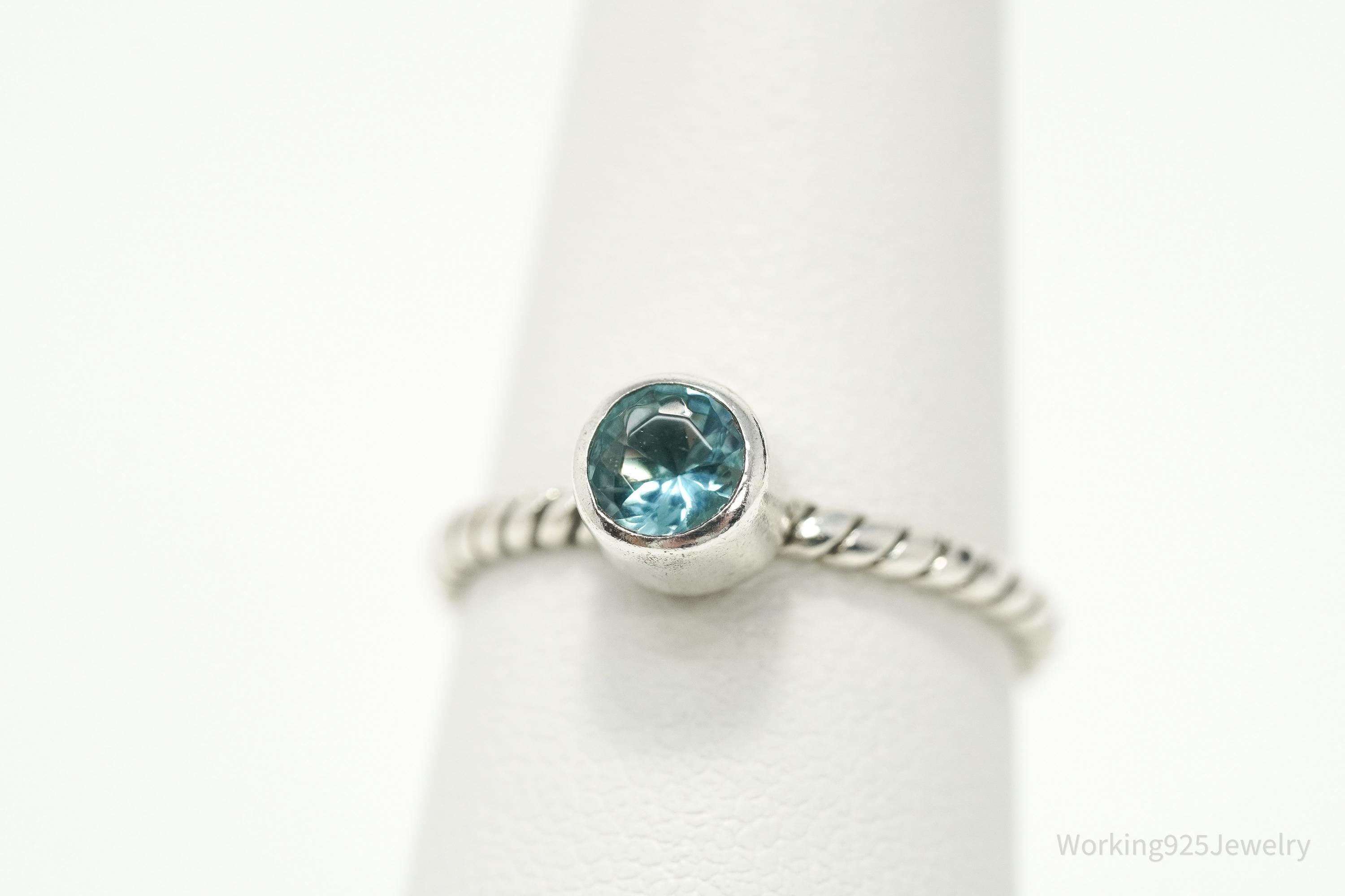 Vintage Blue Topaz Sterling Silver Ring - Size 6.5