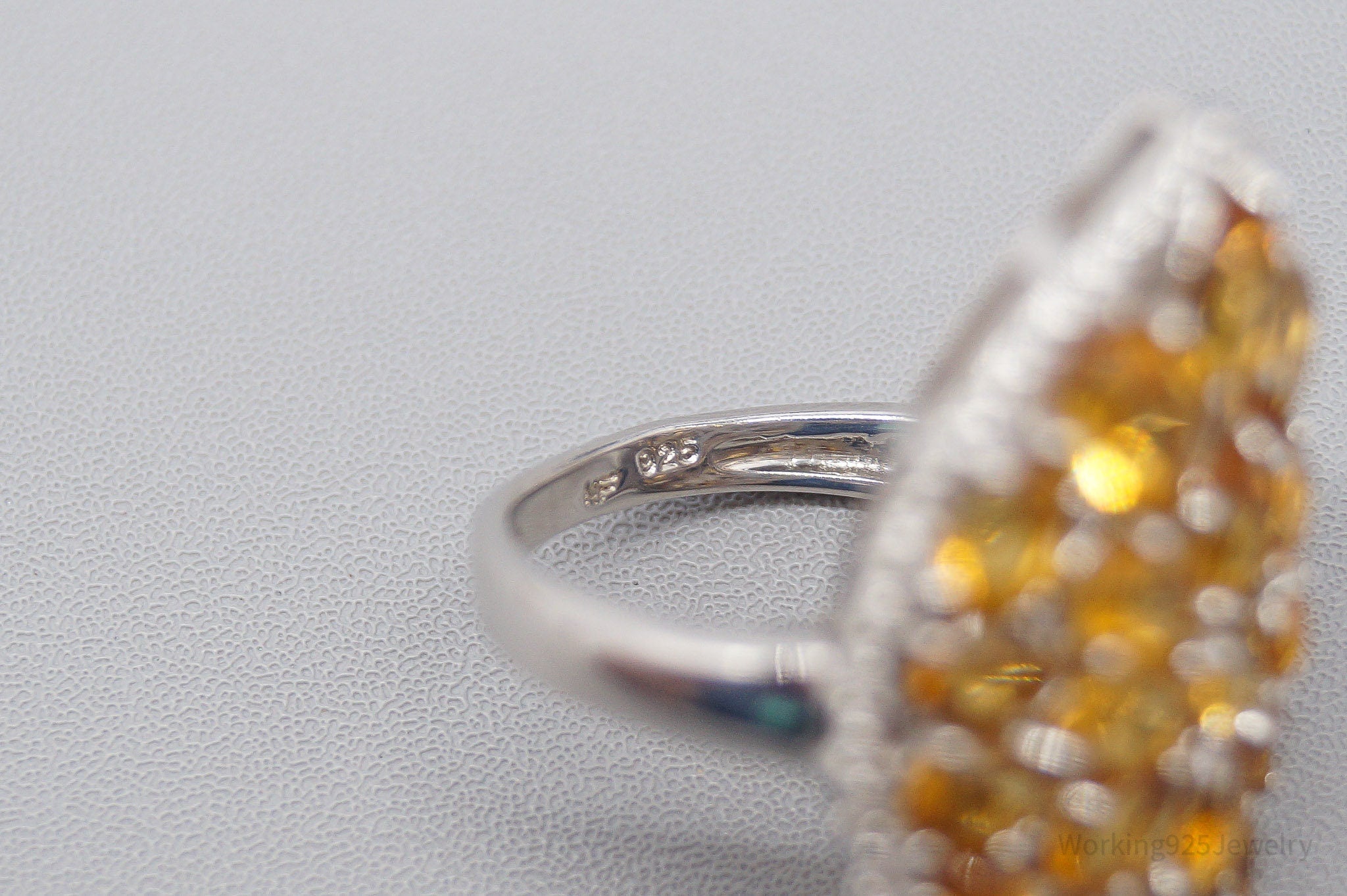 Vintage Citrine Sterling Silver Ring - Size 6.25