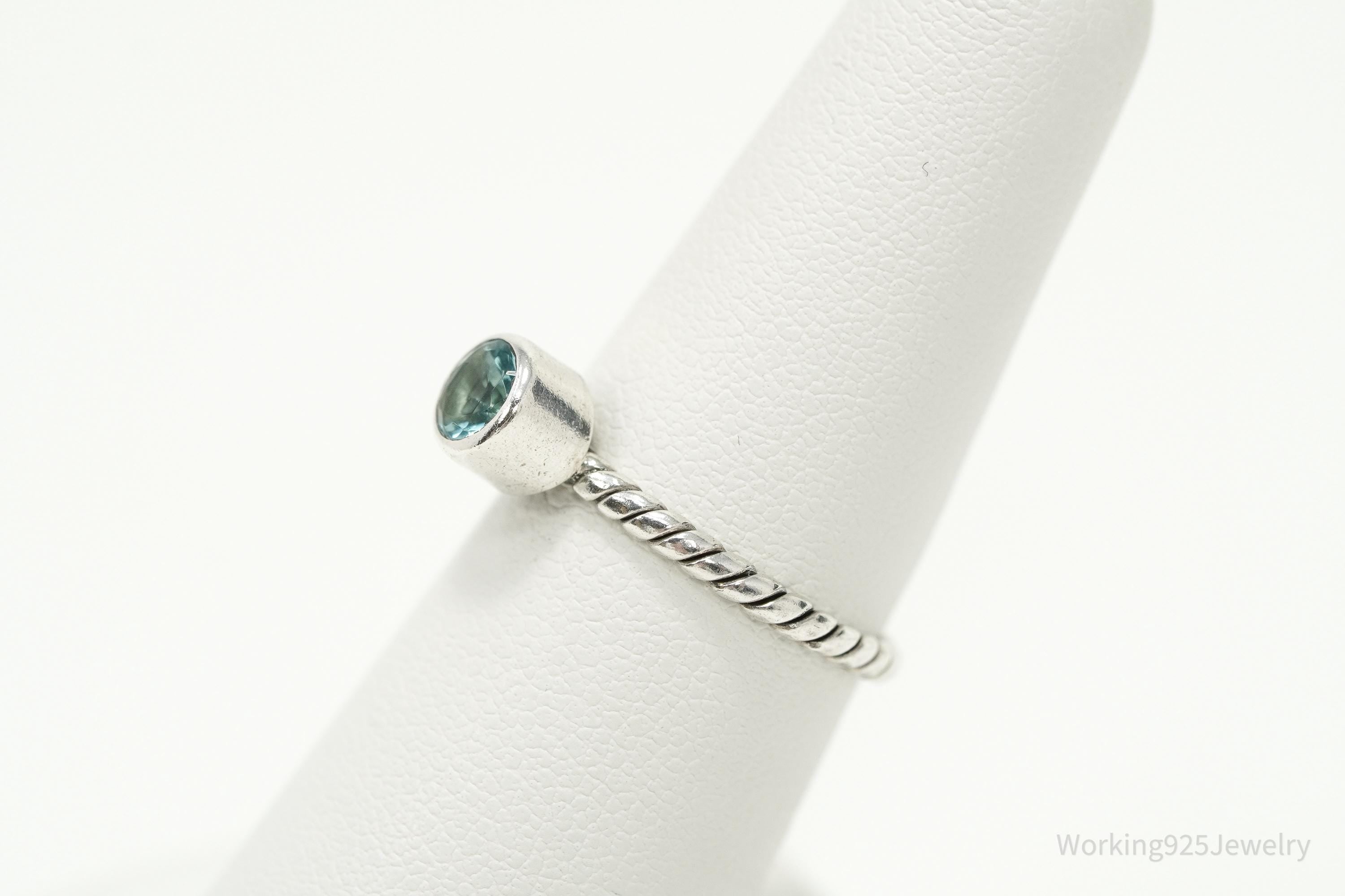 Vintage Blue Topaz Sterling Silver Ring - Size 6.5