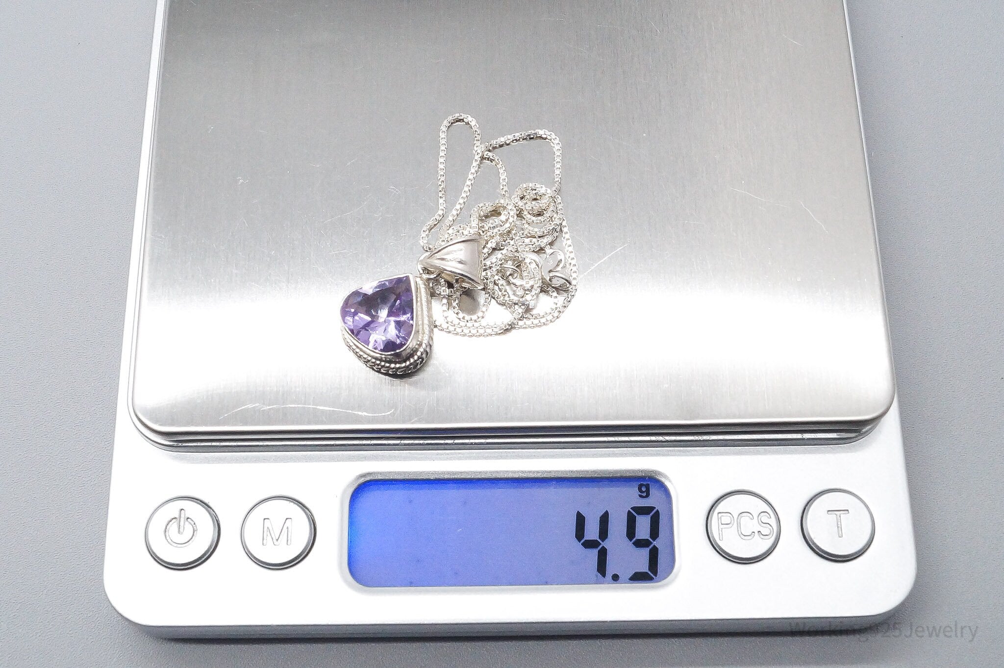 Vintage Amethyst Sterling Silver Necklace 18"