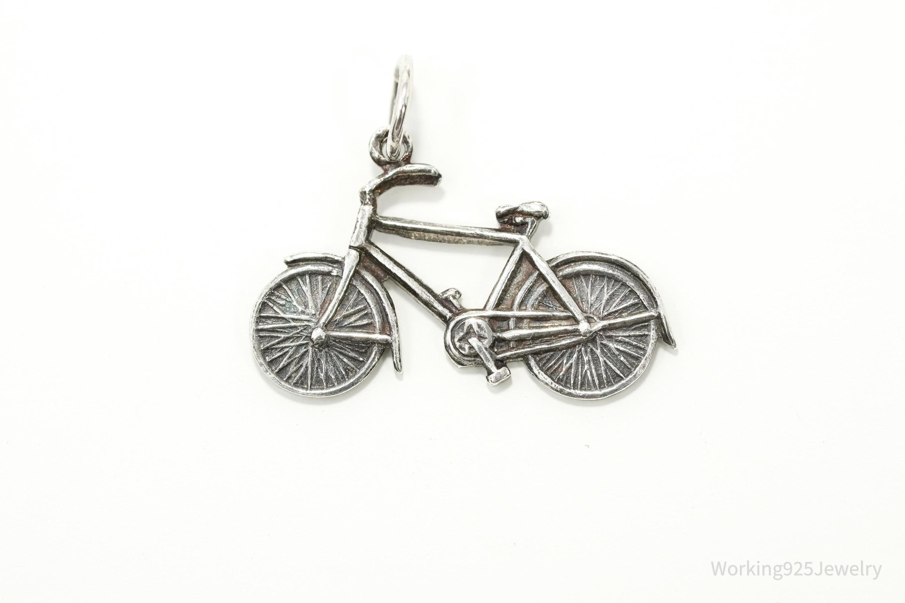 Vintage Bicycle Sterling Silver Charm Pendant