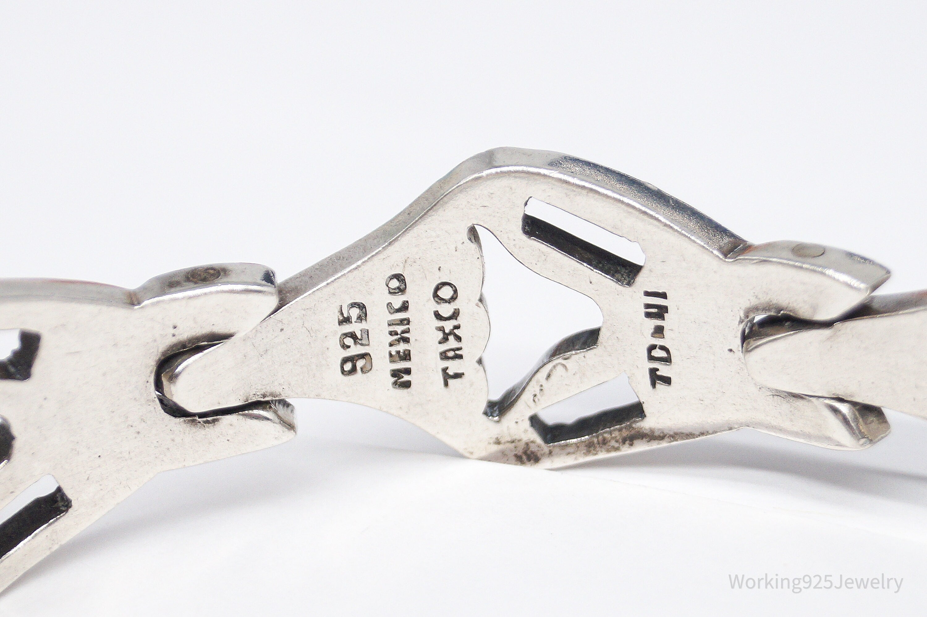 Vintage Mexico Modernist Sterling Silver Bracelet - 6.75"