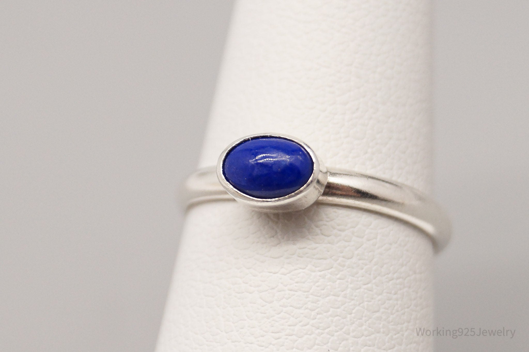 Vintage Lapis Lazuli Silver Ring - Size 6