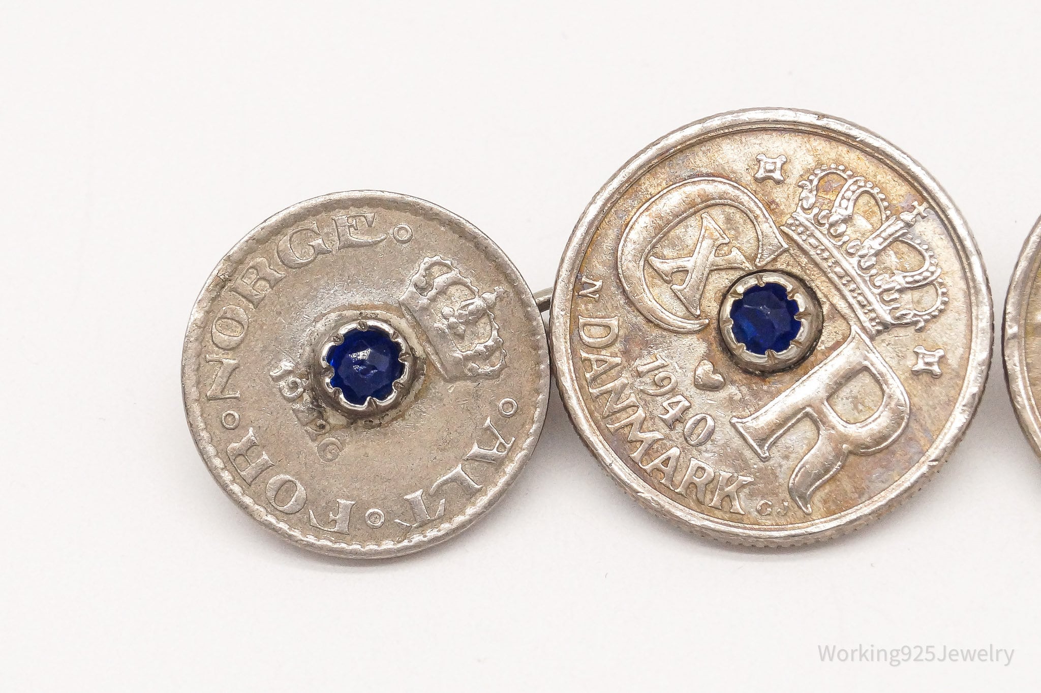 Rare Vintage Denmark Danmark Coins Cufflinks