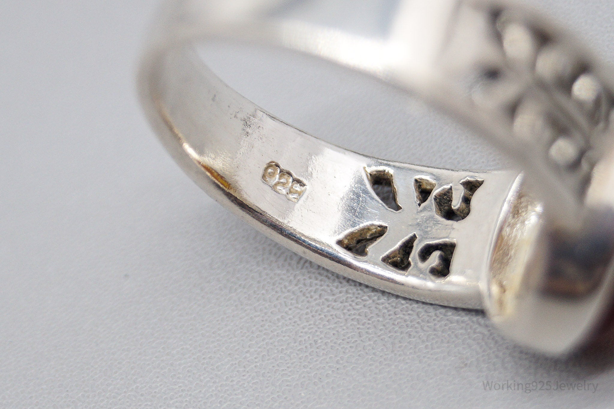 Vintage Amber Sterling Silver Ring Size 8.55