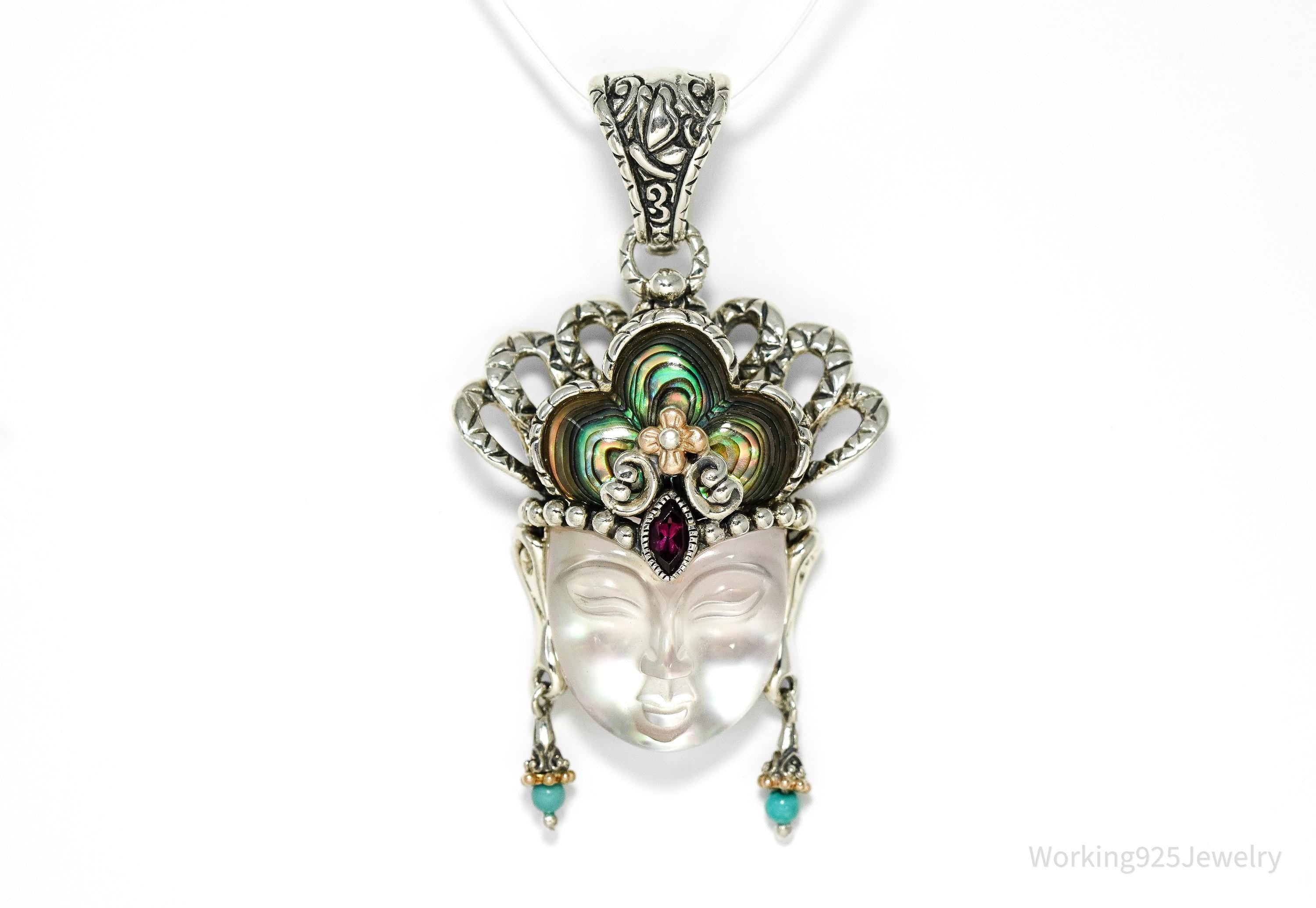 Barbara Bixby Goddess of Compassion Quan Yin 18K Gold Sterling Silver Pendant