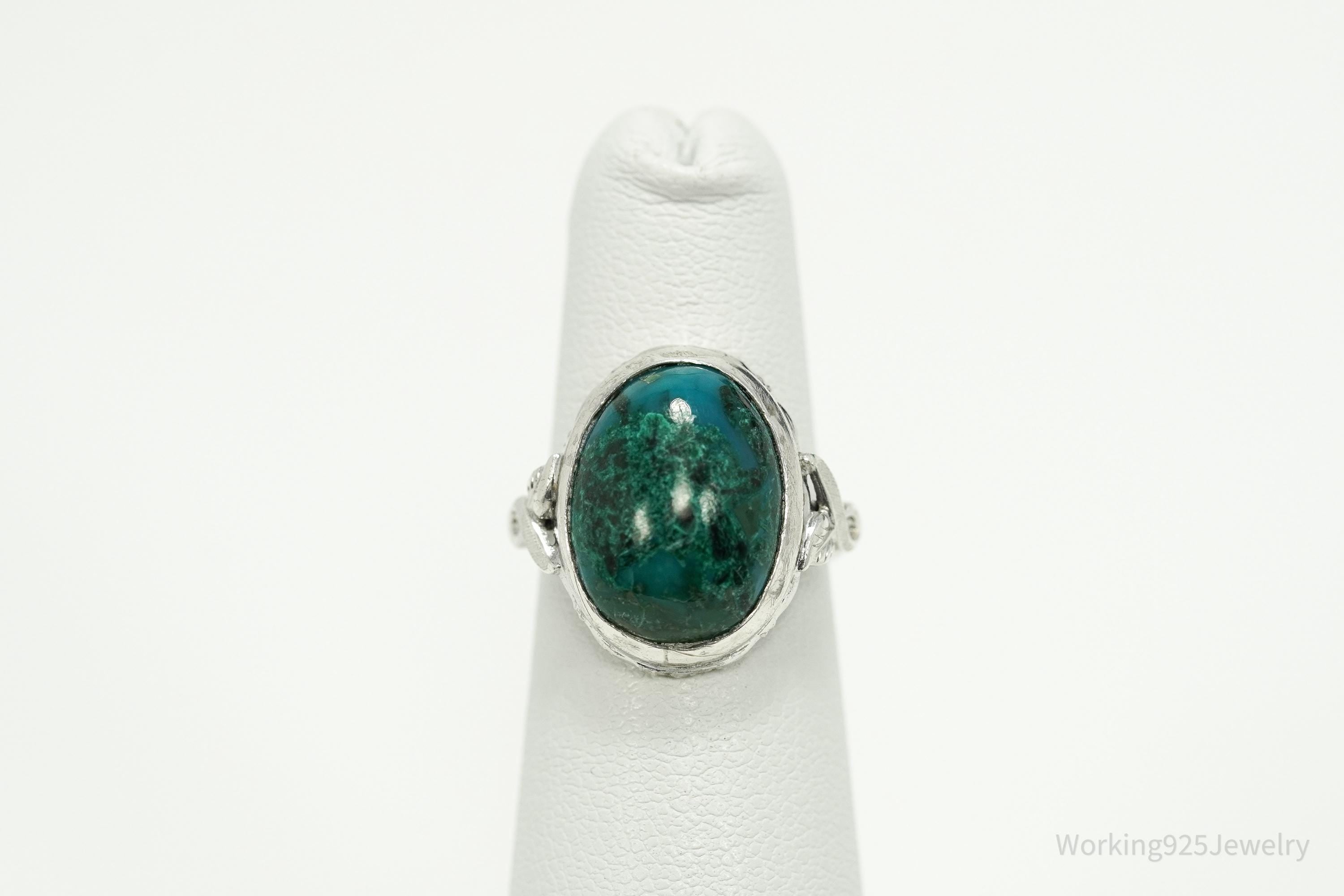 Antique Designer Clark Coombs Chrysocolla Sterling Silver Ring Size 5.5