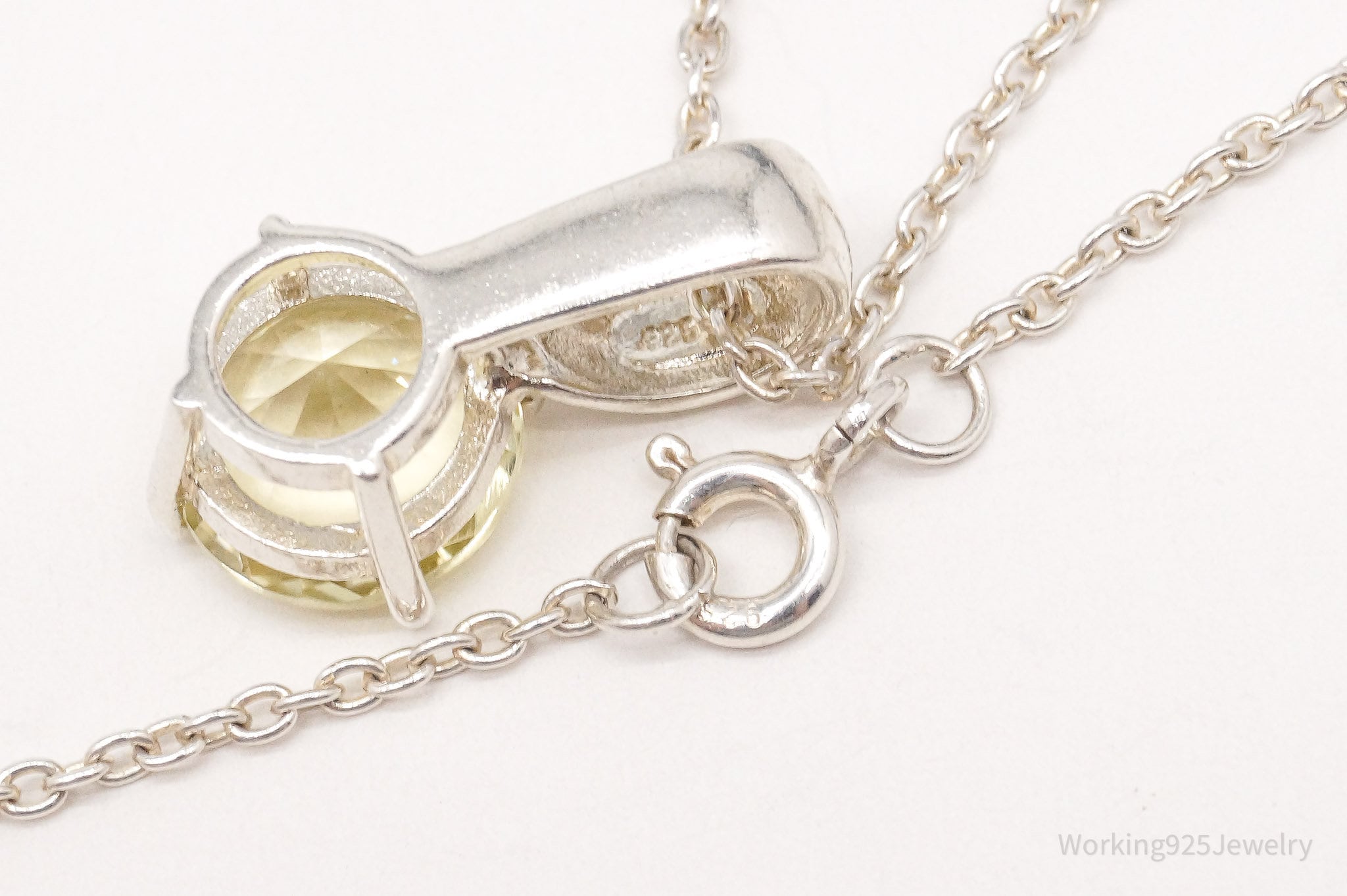 Vintage Lemon Quartz Sterling Silver Necklace 18"