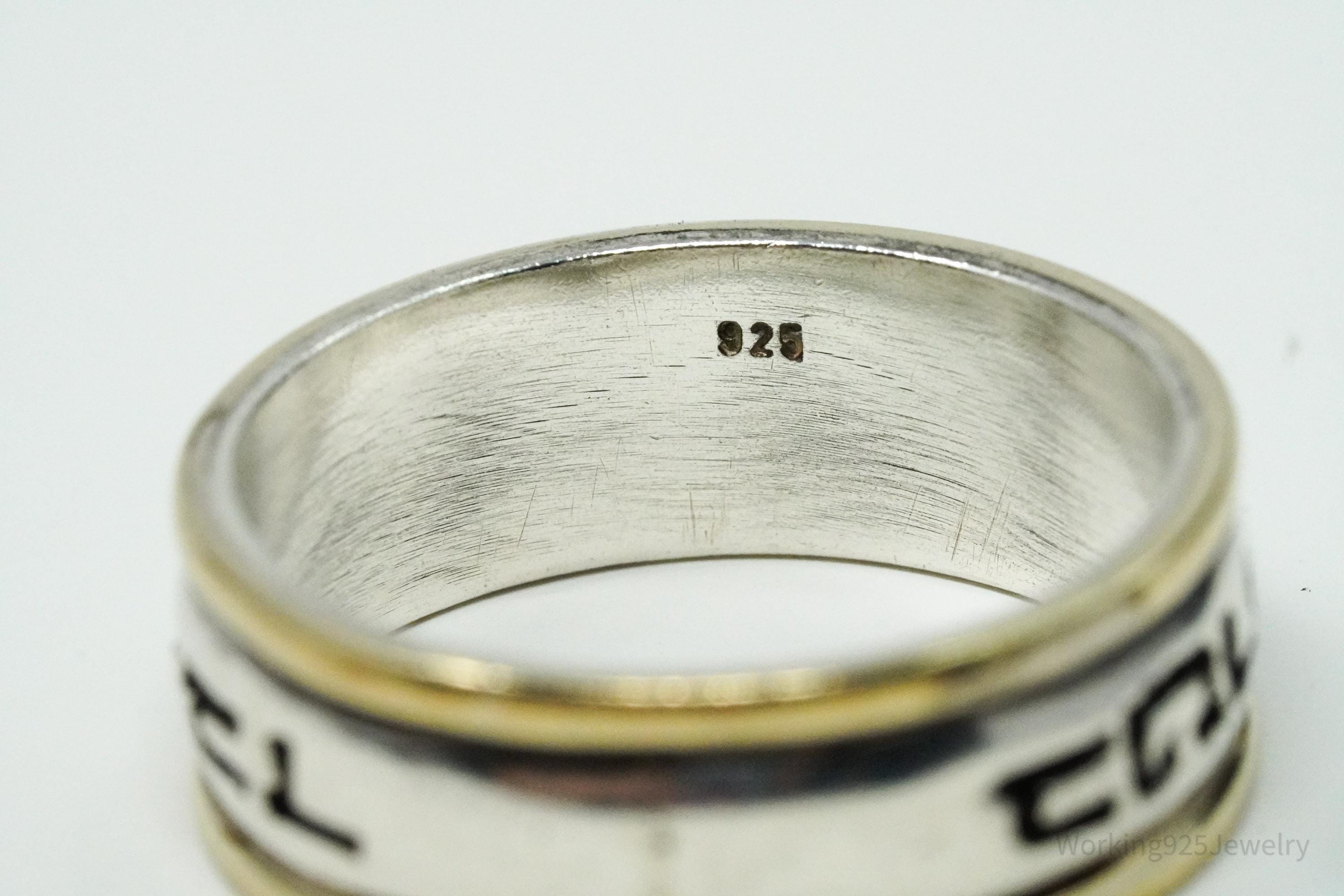 Vintage Hebrew Gold Vermeil Sterling Silver Band Ring - Size 9.75