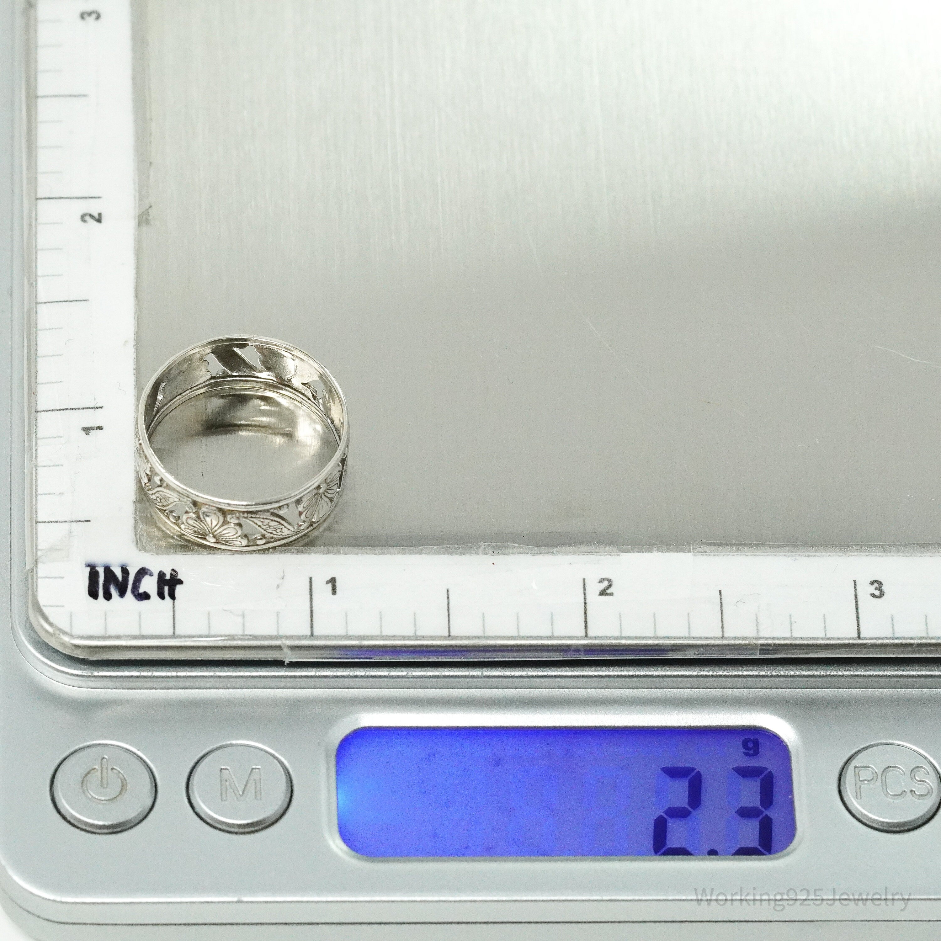 Antique Art Deco Sterling Silver Band Ring - Size 8.25