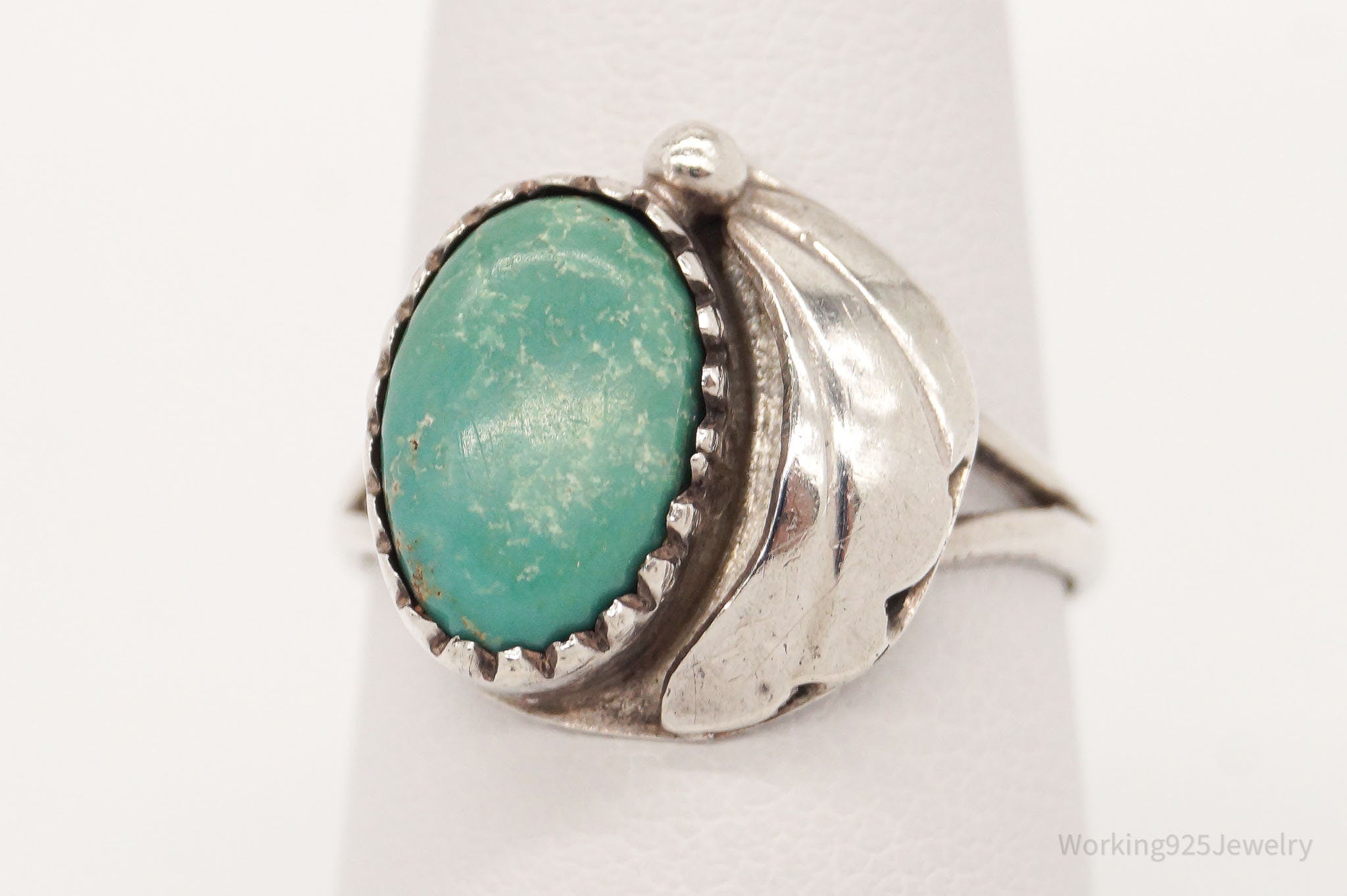 Vintage Native American Turquoise Sterling Silver Ring - Size 7