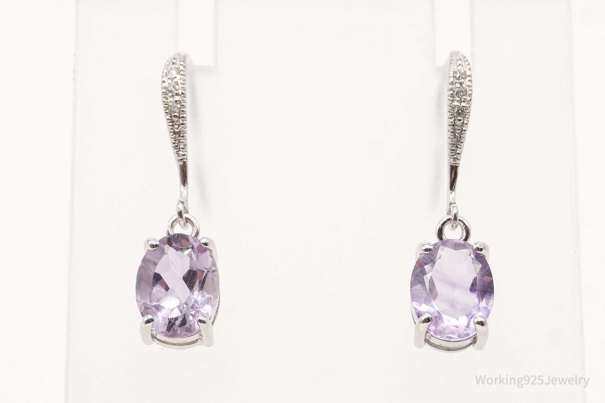 Vintage Designer RJC Amethyst Cubic Zirconia Sterling Silver Earrings