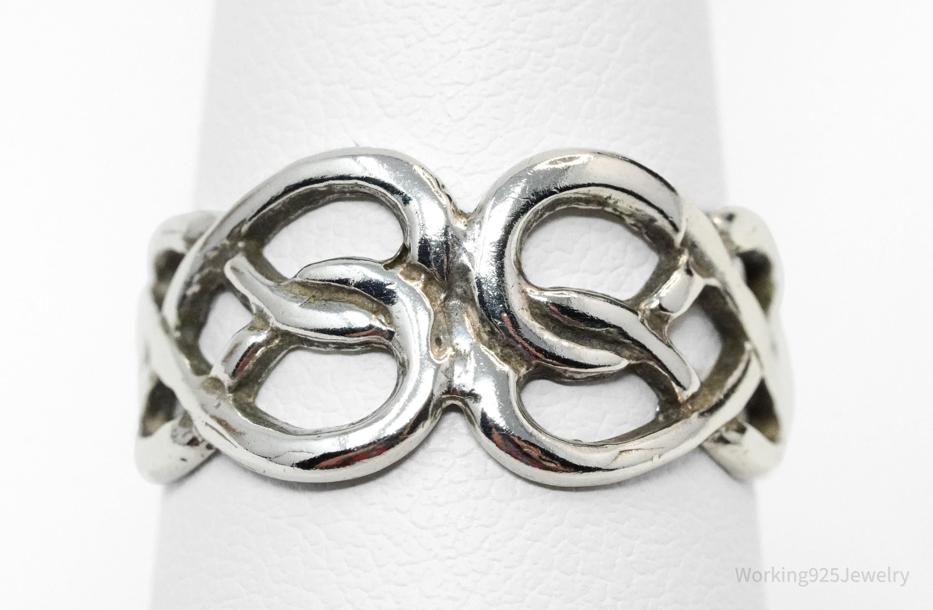 Vintage Celtic Knots Sterling Silver Ring - Size 7