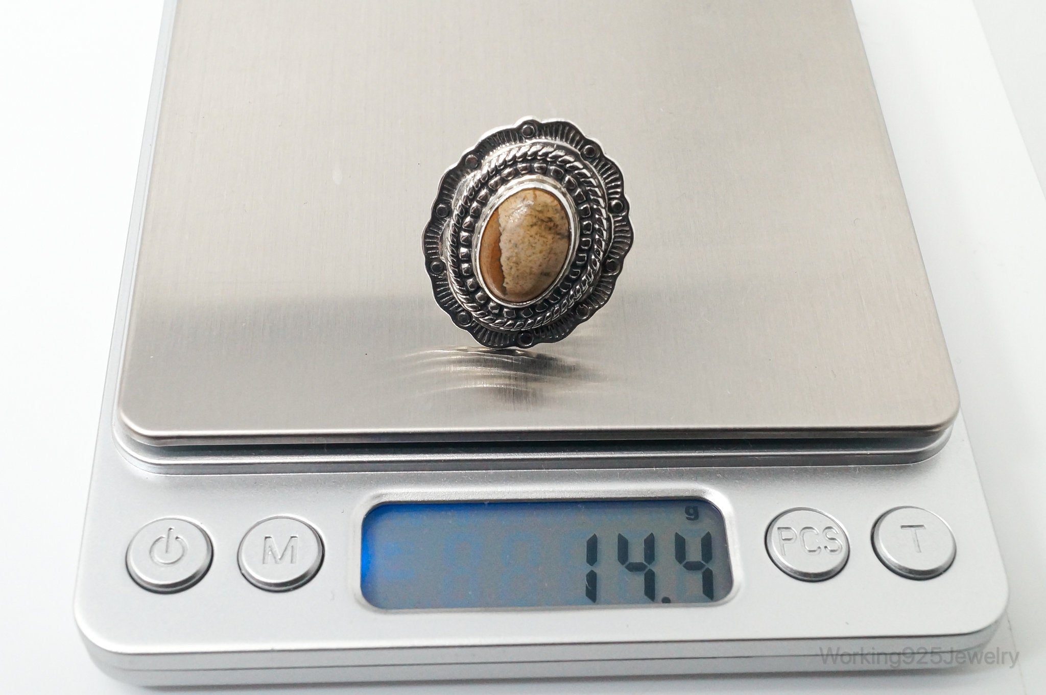 Vintage Native Designer Carolyn Pollack Jasper Sterling Silver Ring SZ 6.75