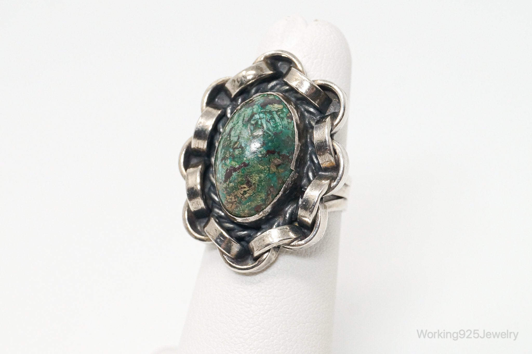 Vintage Mexico Turquoise Southwestern Sterling Silver Ring - Sz 4.75