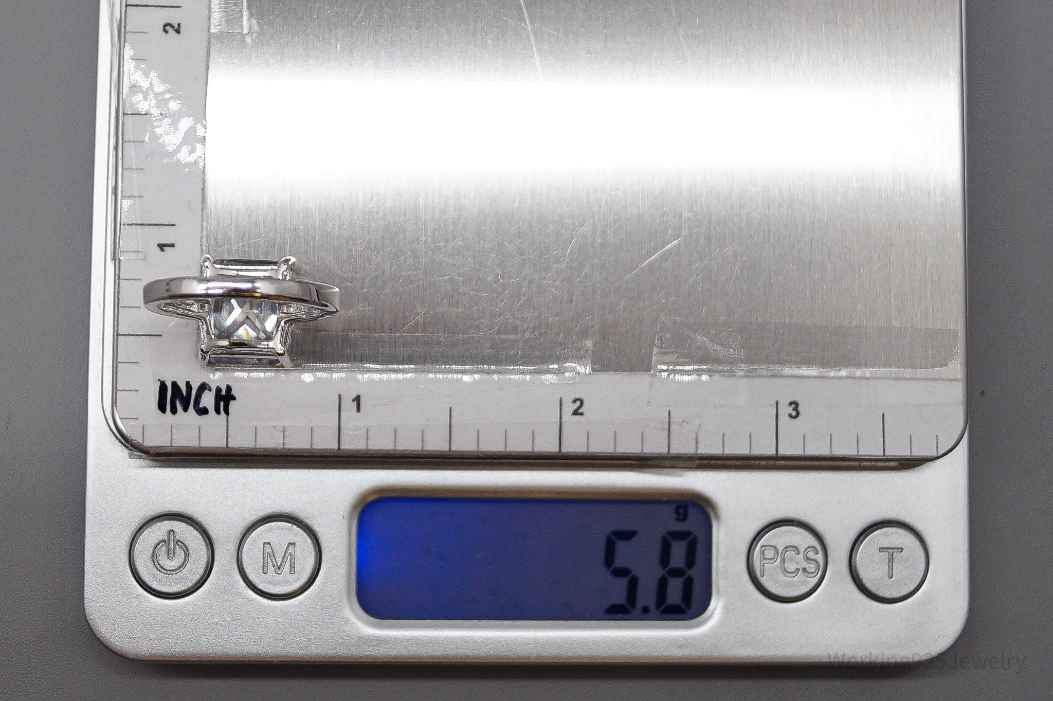 Vintage Designer FAS Large Cubic Zirconia Sterling Silver Ring - Size 7