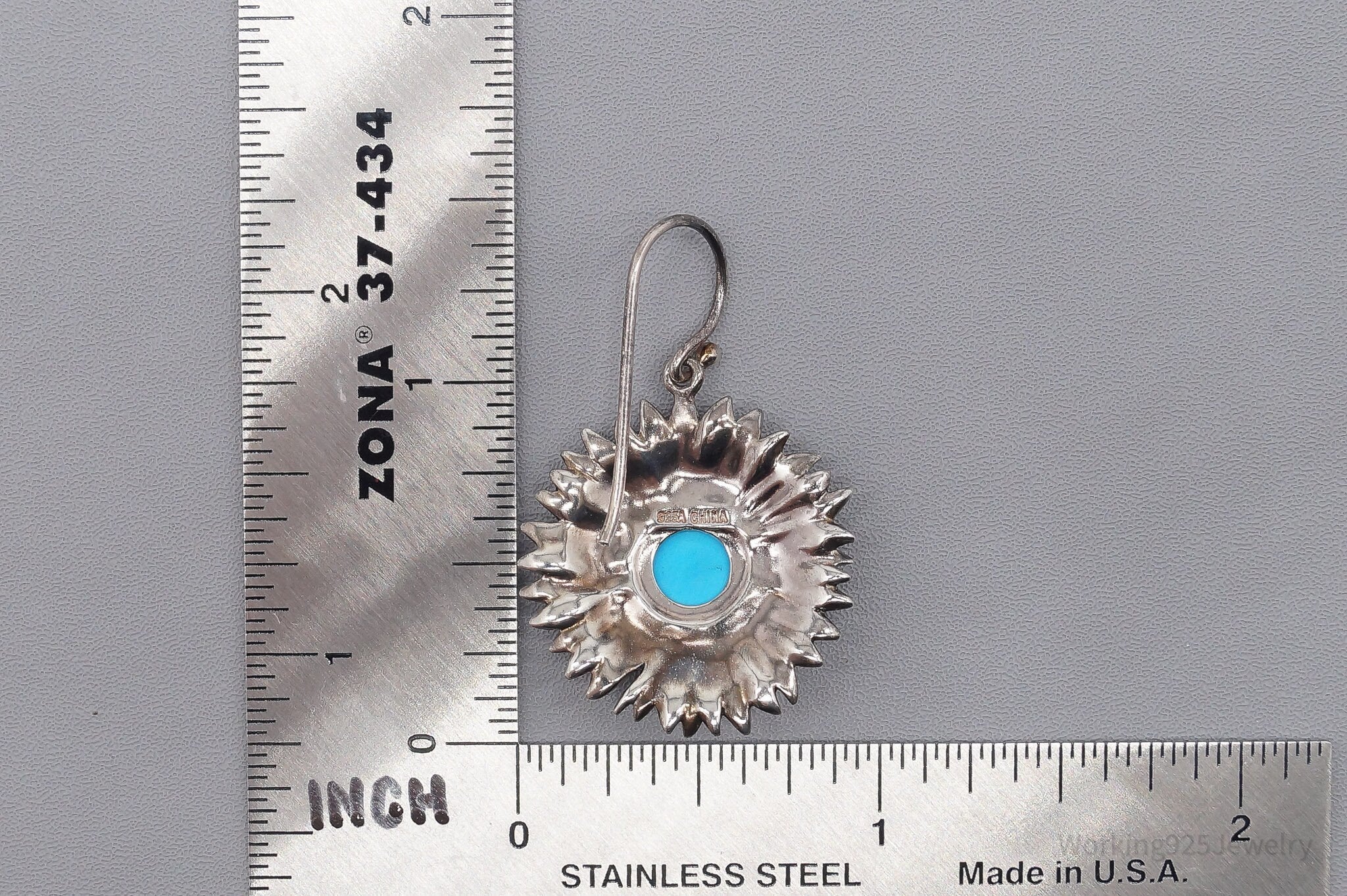 Vintage Turquoise Sterling Silver Flower Earrings