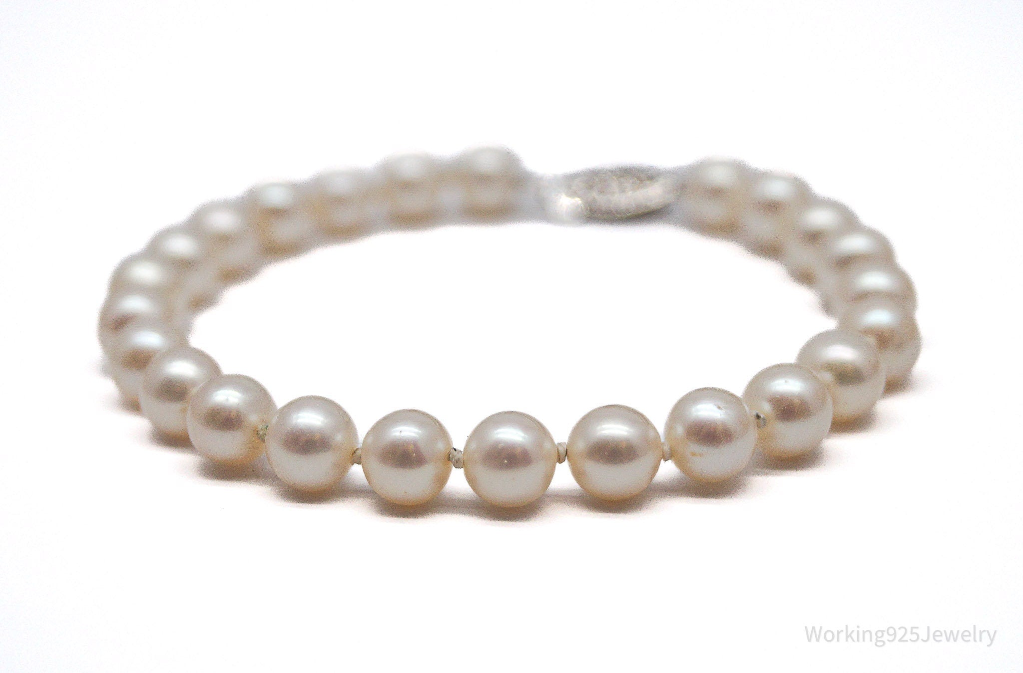 Vintage Pearl 14K White Gold Bracelet - 7 5/8"