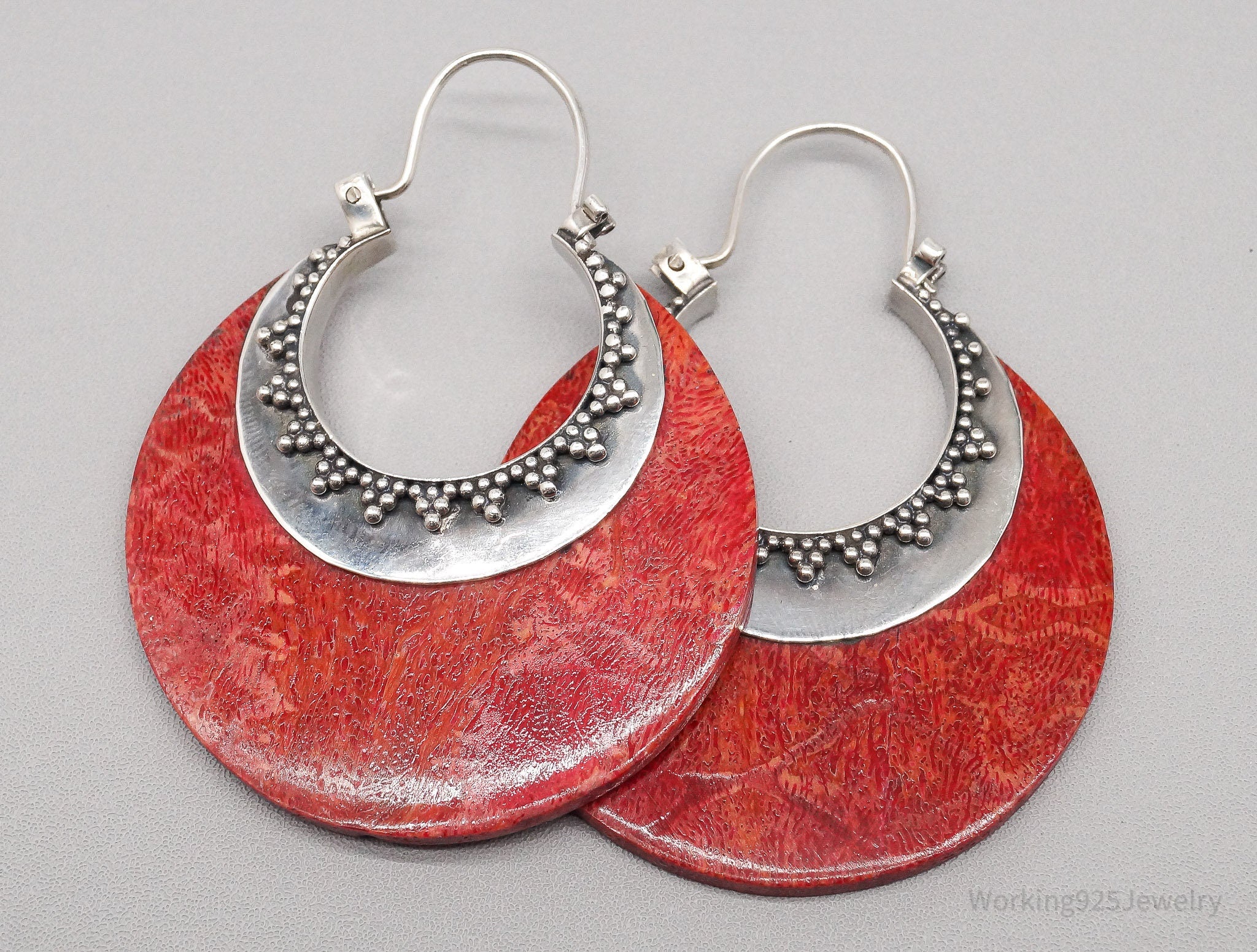 Red Coral hotsell Sterling Silver Earrings