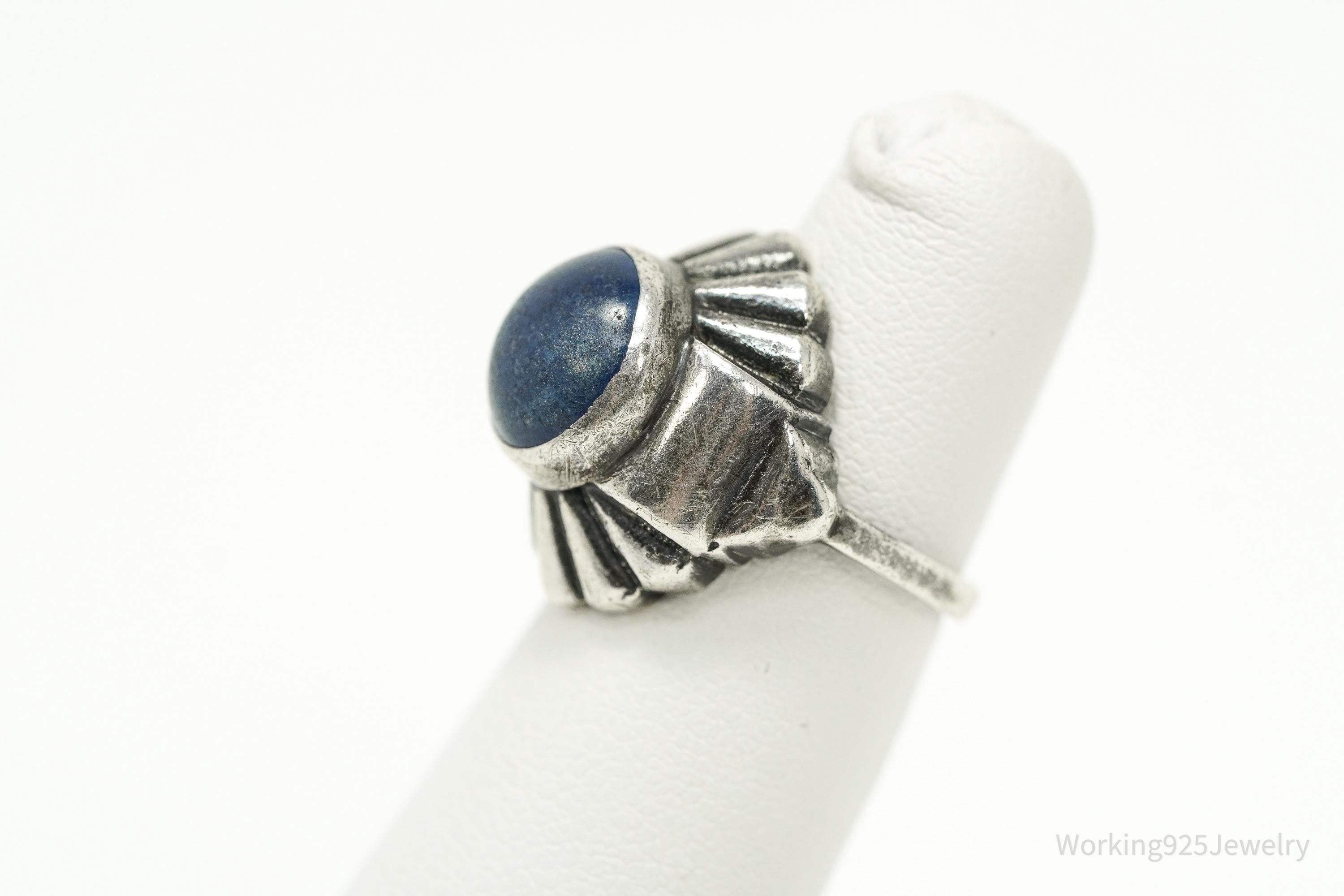 Antique Lapis Lazuli Sterling Silver Ring Size 3.75