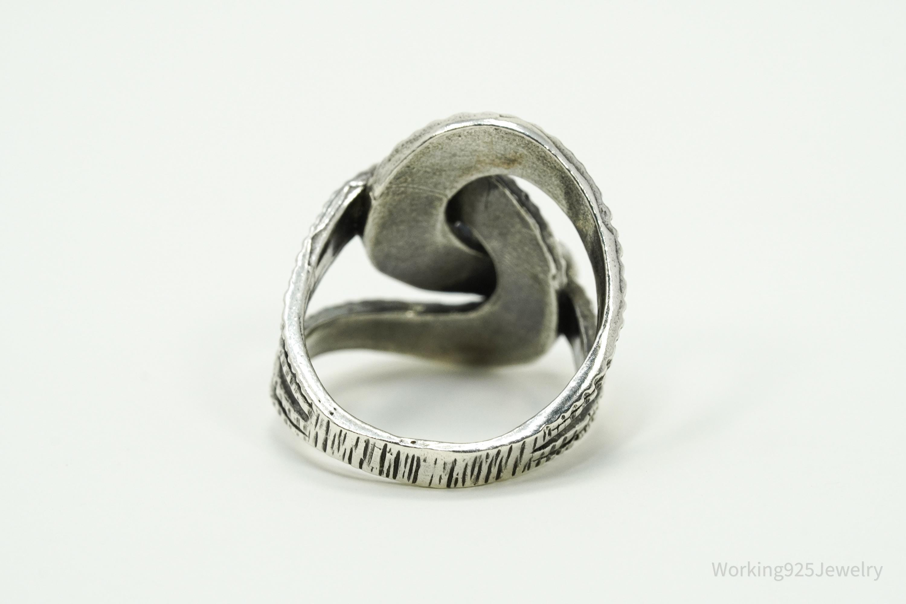 Vintage Pearls Modernist Style Sterling Silver Ring - Size 7.25