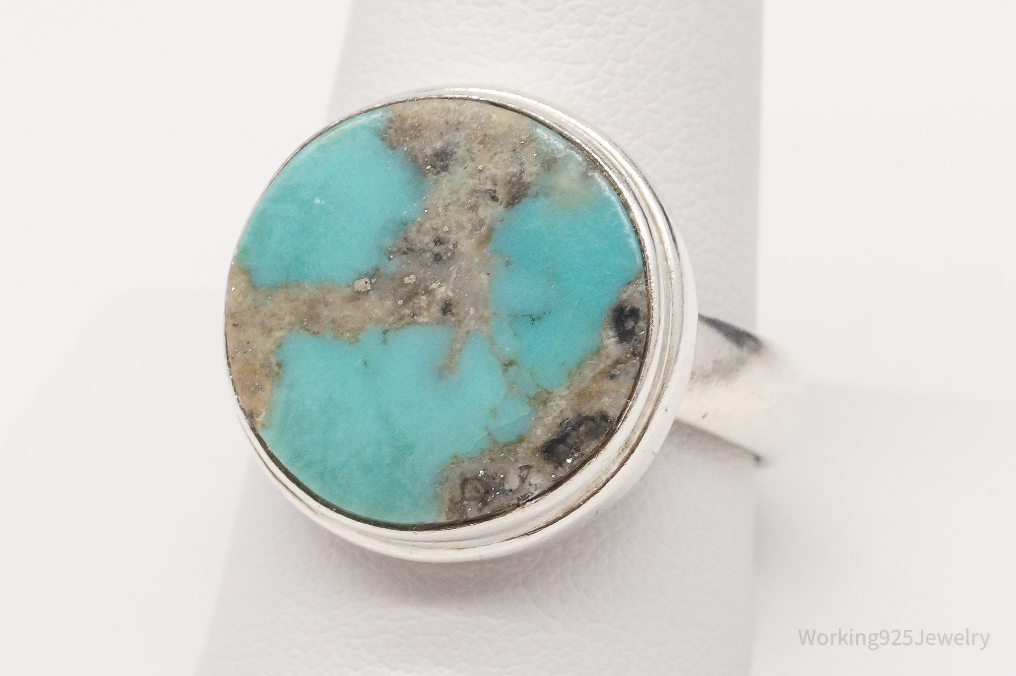 Vintage Turquoise Sterling Silver Ring - Size 11.25