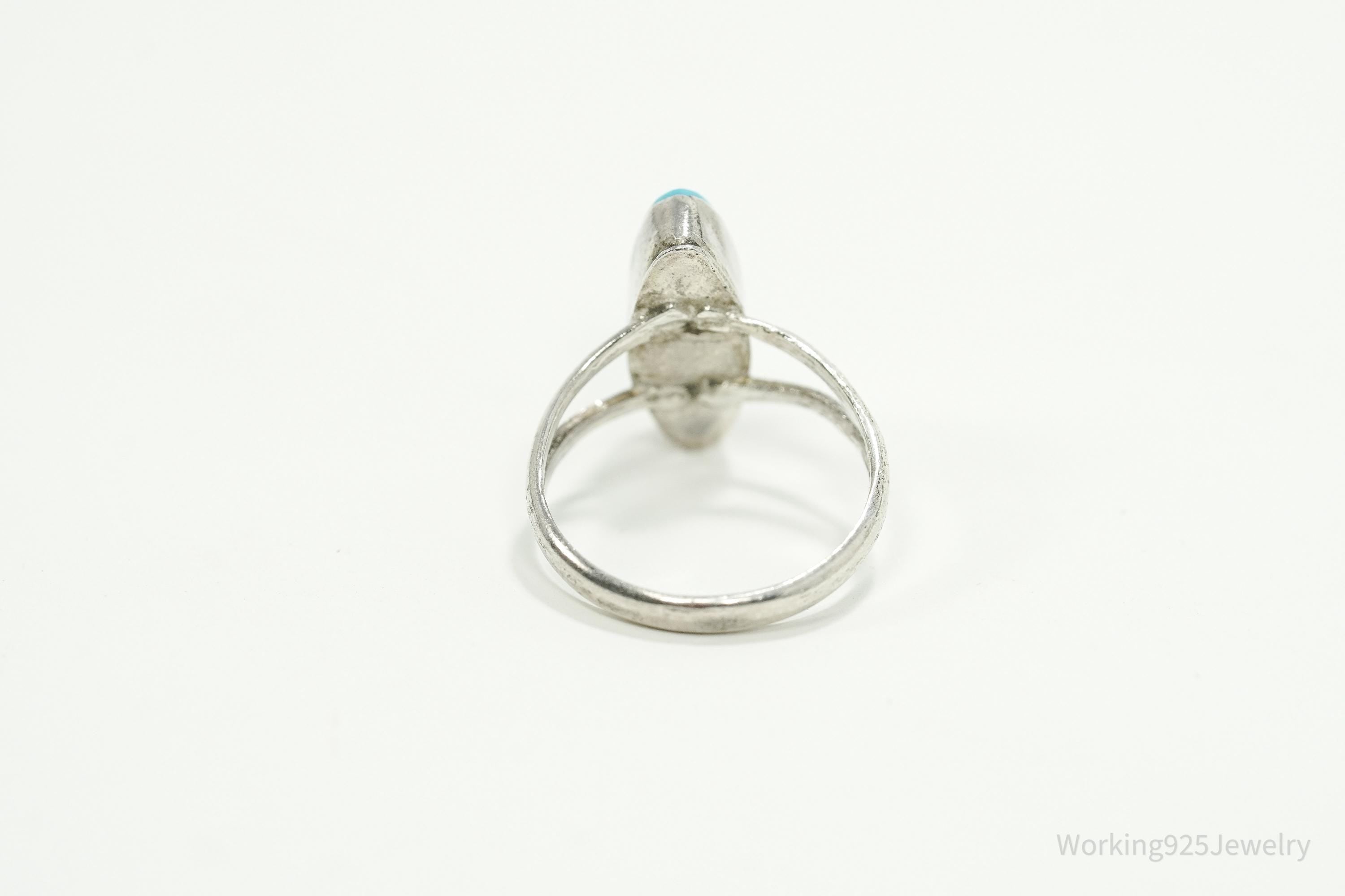 Vintage Native American Turquoise Sterling Silver Ring - Size 2.75