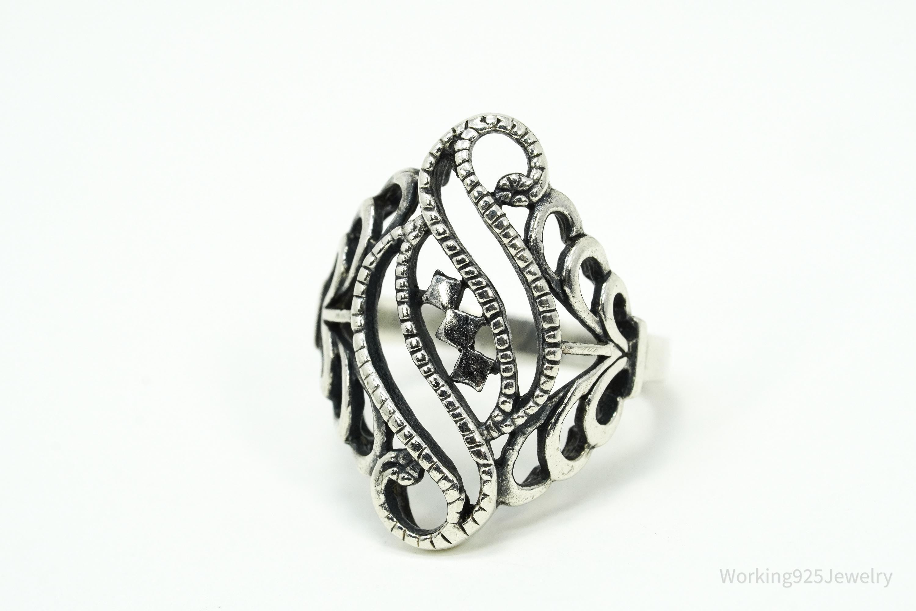 Vintage Filigree Sterling Silver Ring - Size 5.75