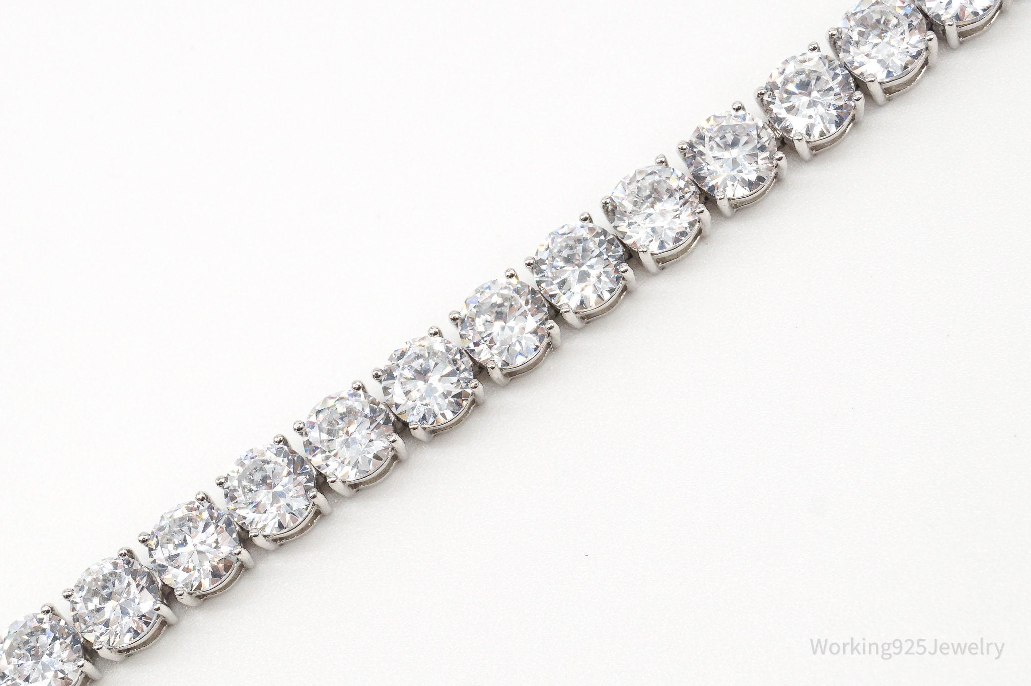 Vintage Designer PAJ Large Cubic Zirconia Sterling Silver Tennis Bracelet