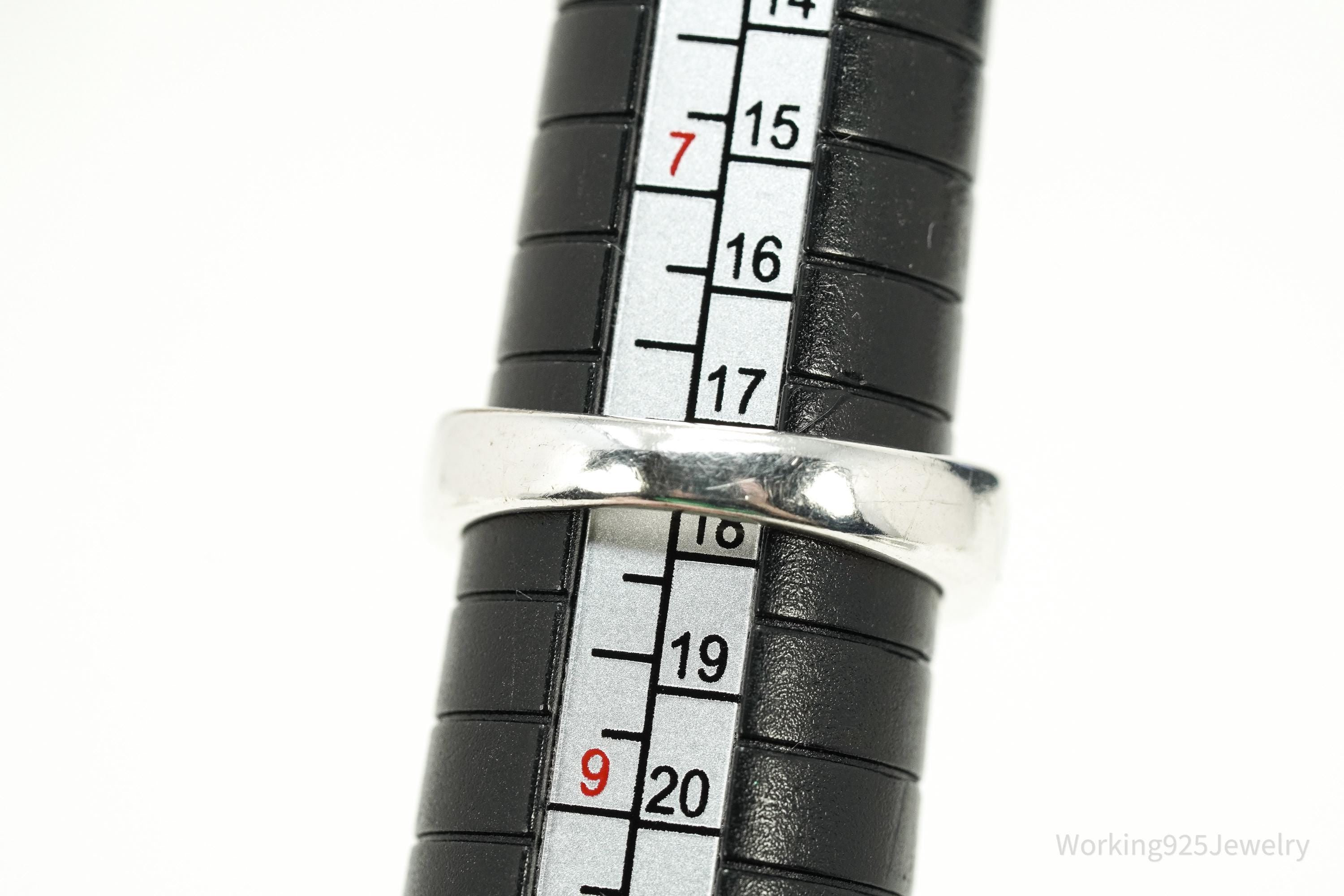 Vintage WJ Waldeck Johnson Sterling Silver Ring • Southwest Gem Inlay Sz 8