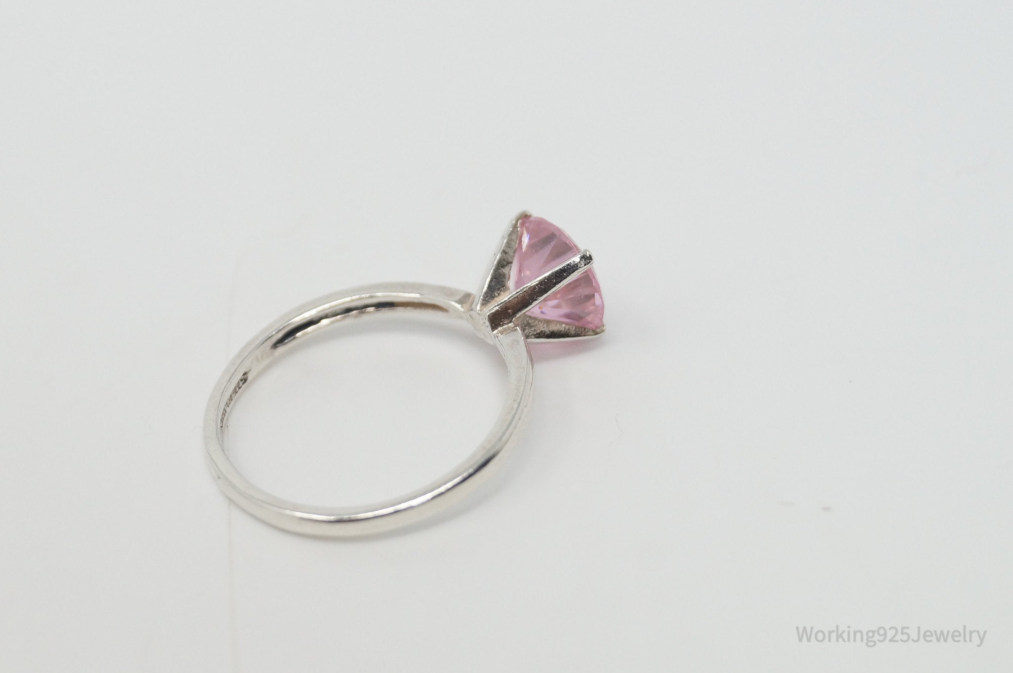 Vintage Man-made Pink Topaz Sterling Silver Ring - Sz 6.75