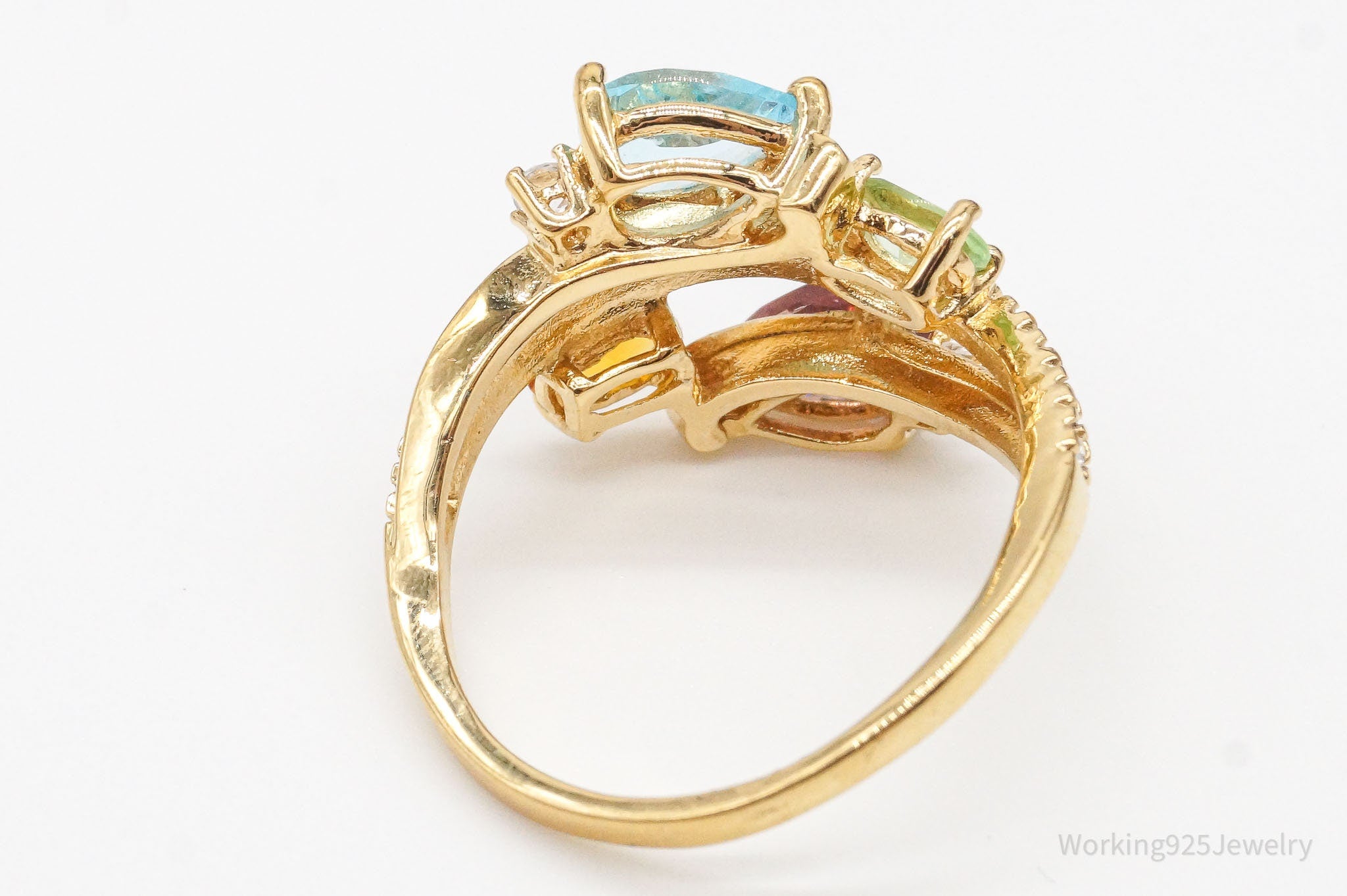 Blue Topaz 14K Gold Vermeil order Over Sterling Silver Ring