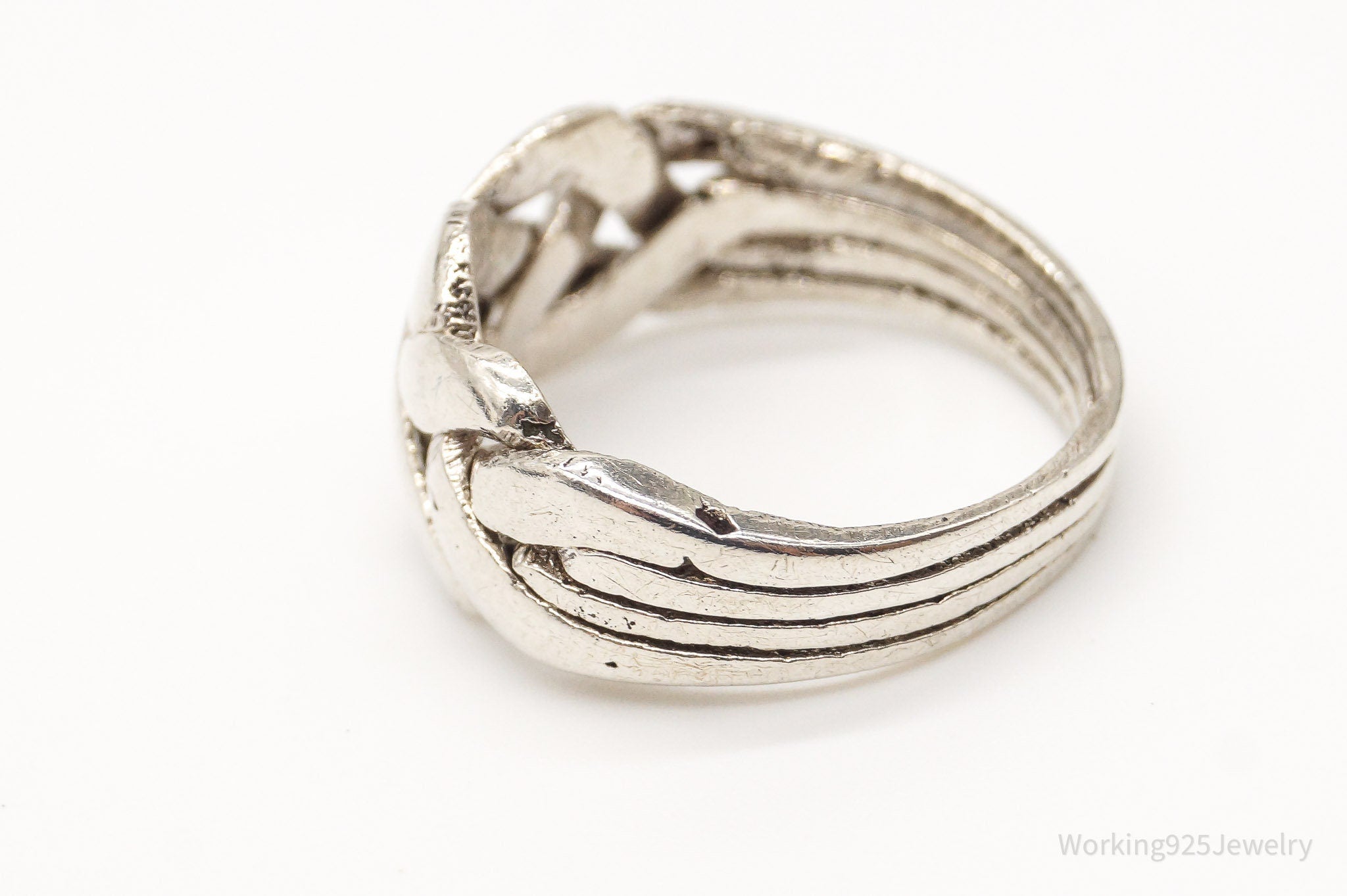 Vintage 800 Silver Puzzle Band Ring - Size 6