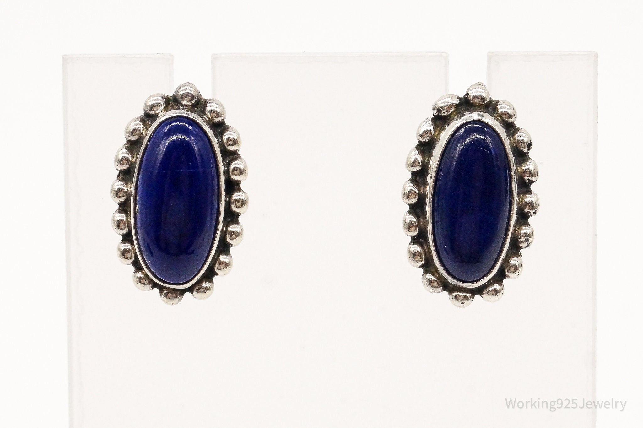 Vintage Native American VM Lapis Lazuli Sterling Silver Earrings