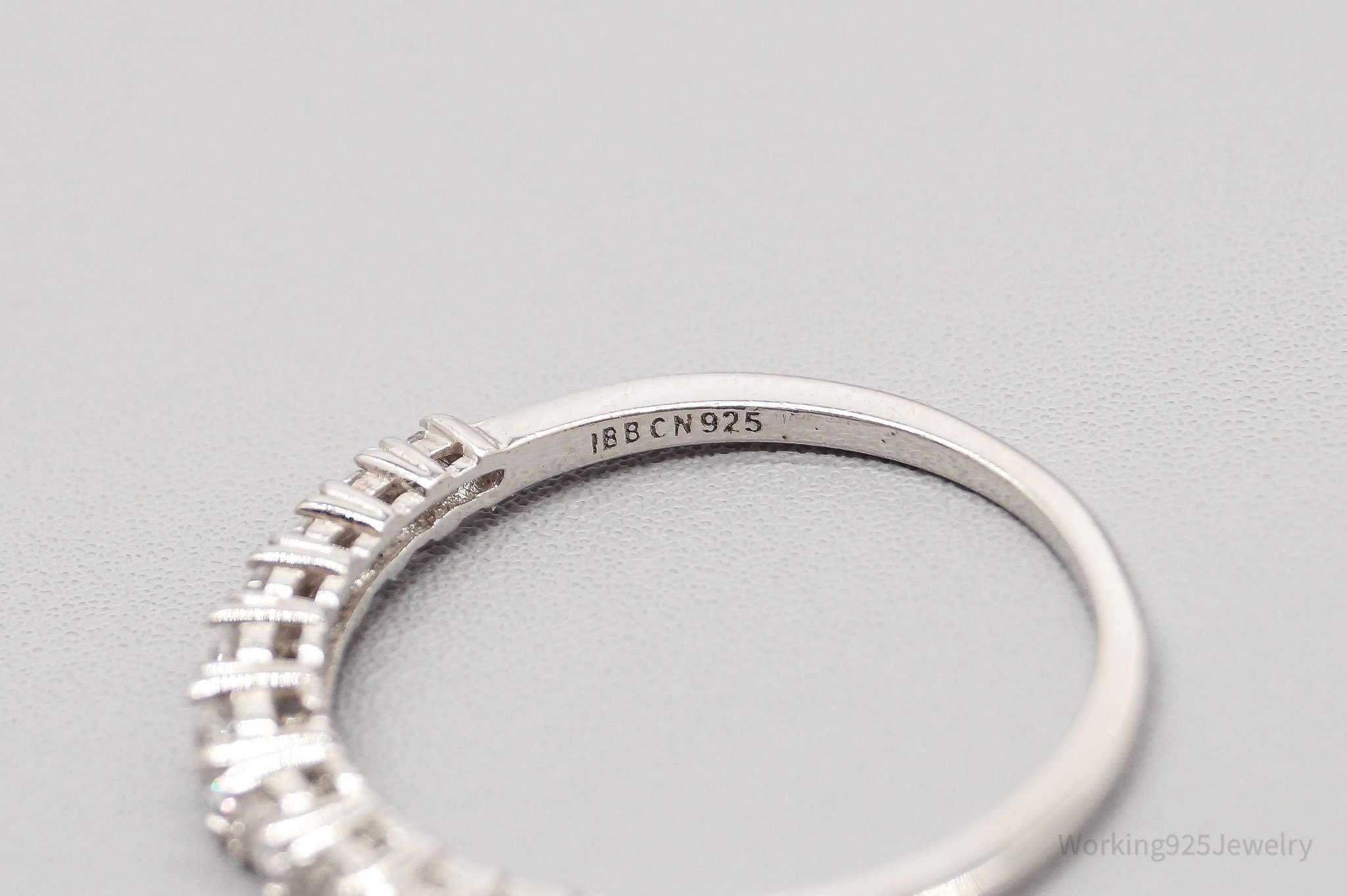 Vintage London Made Cubic Zirconia Sterling Silver Ring - Size 8.75