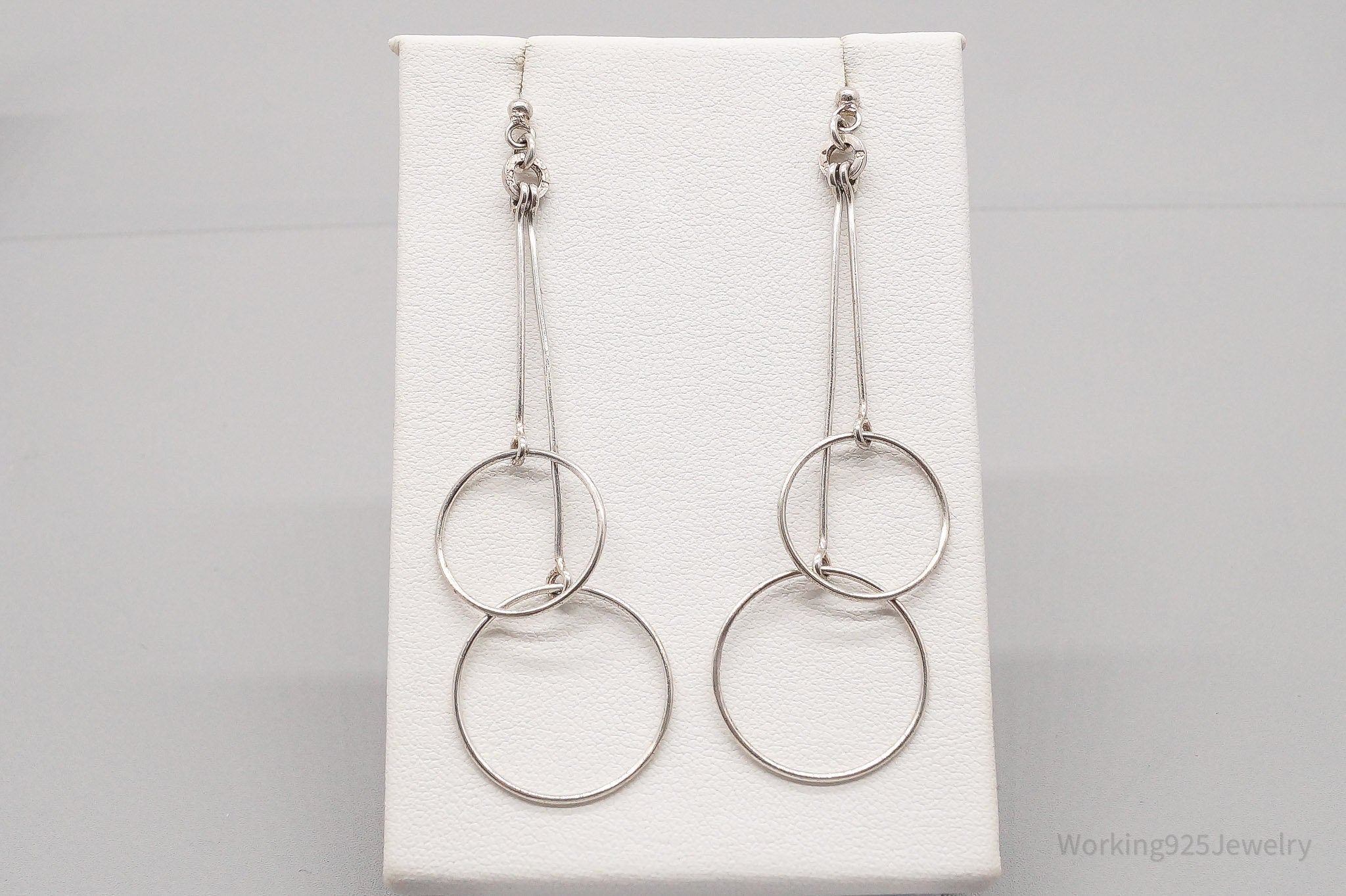 Vintage Geometric Modernist Style Sterling Silver Earrings