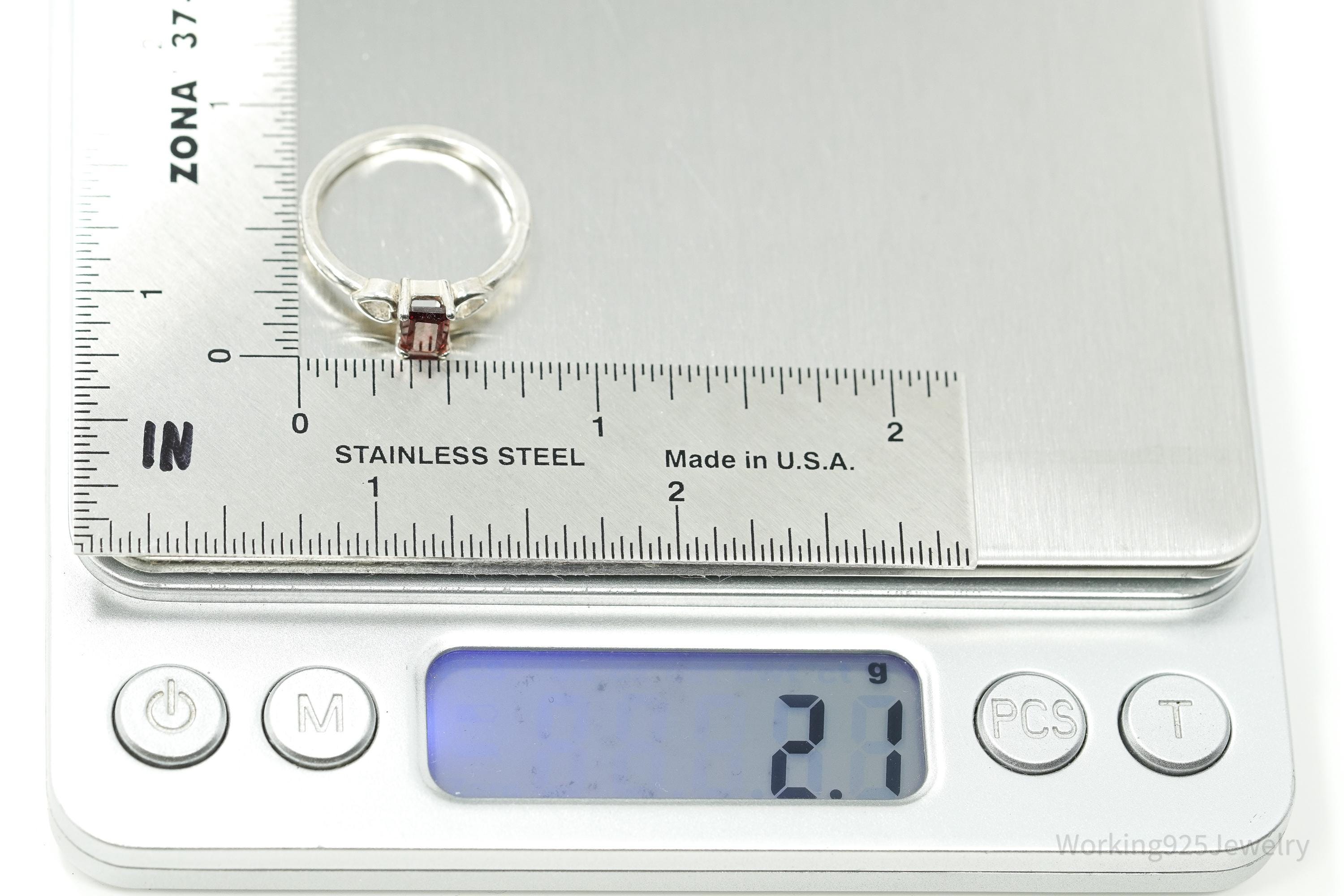 Vintage Garnet Sterling Silver Ring - Size 6.5