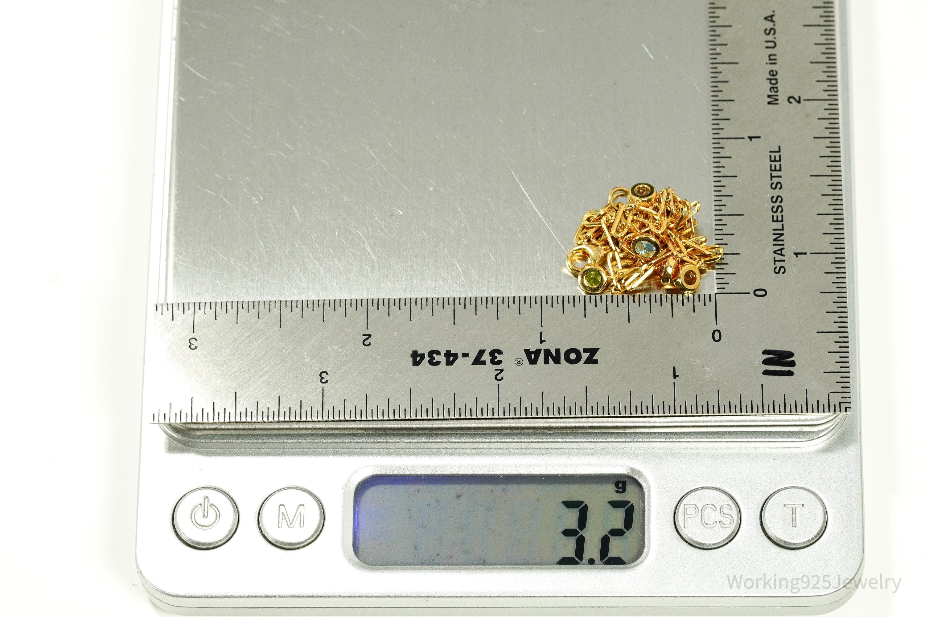 GEMX Multi Gemstone 18K Yellow Gold Vermeil Sterling Silver Bracelet - 8 1/8"