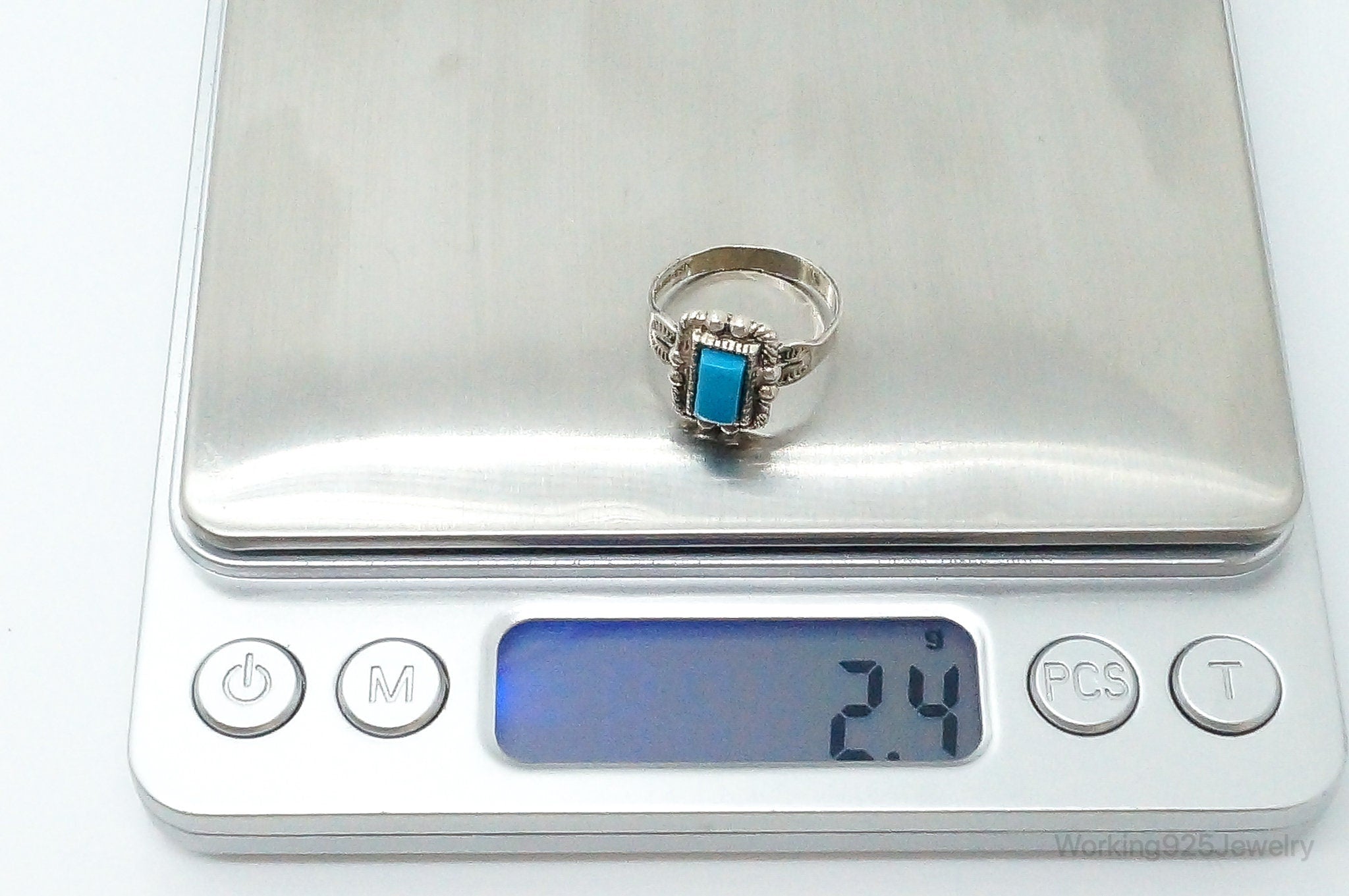 Vintage Designer Joseph Esposito ESPO Turquoise Sterling Silver Ring - Size 6