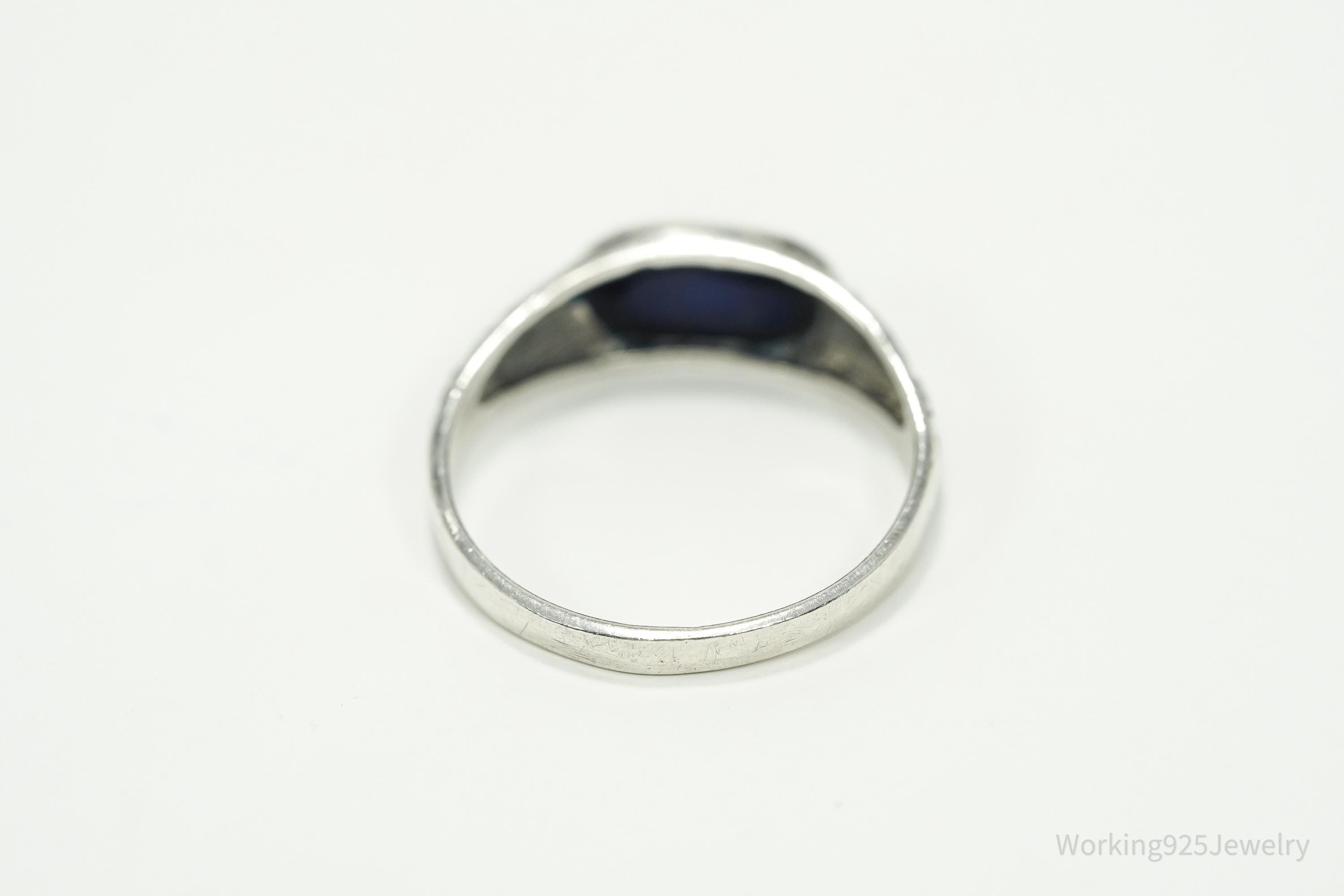 Vintage Lapis Lazuli Sterling Silver Ring - Size 6.75