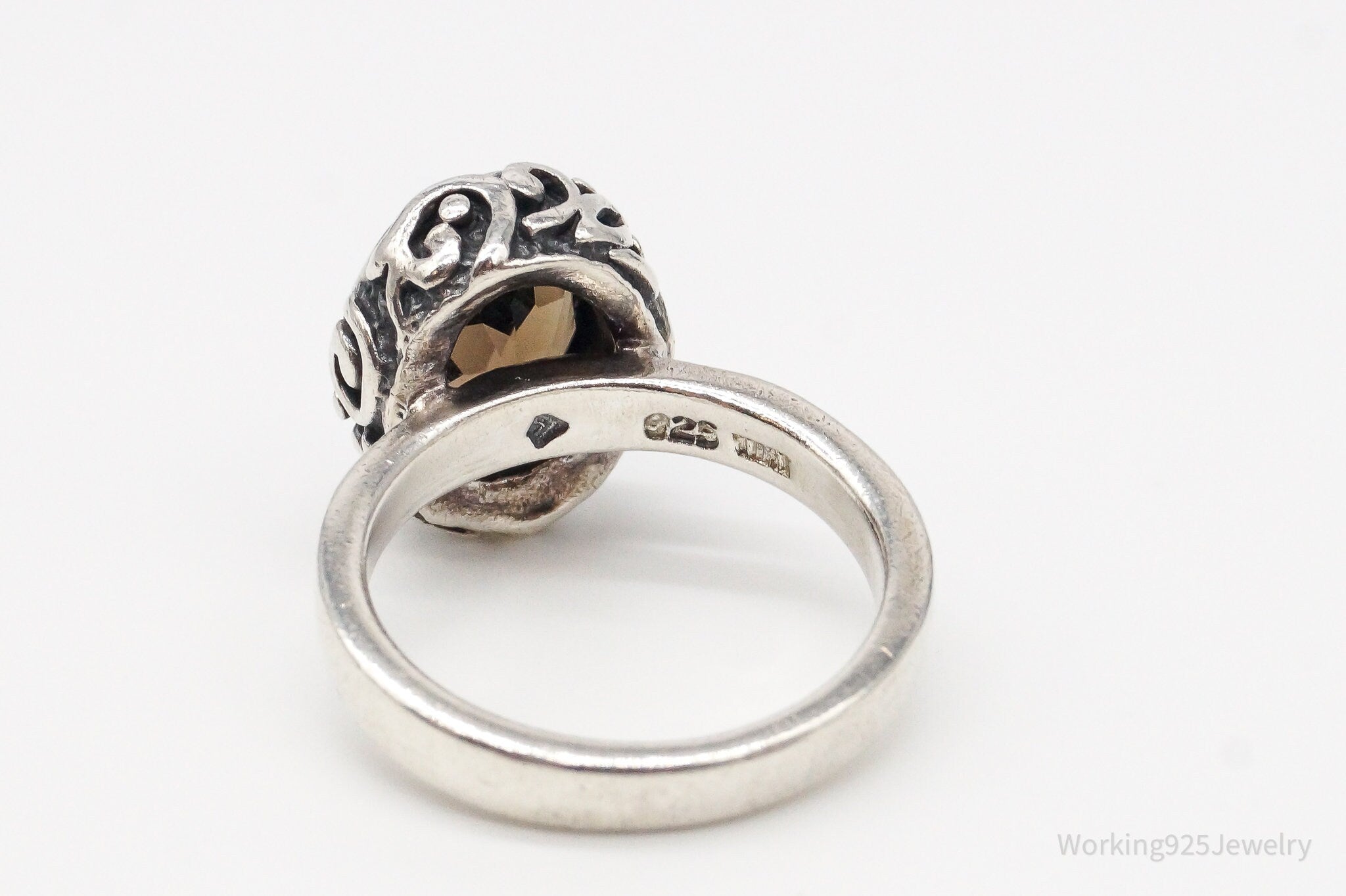 Designer Silpada Smoky Topaz Scroll Sterling Silver Ring - Size 7