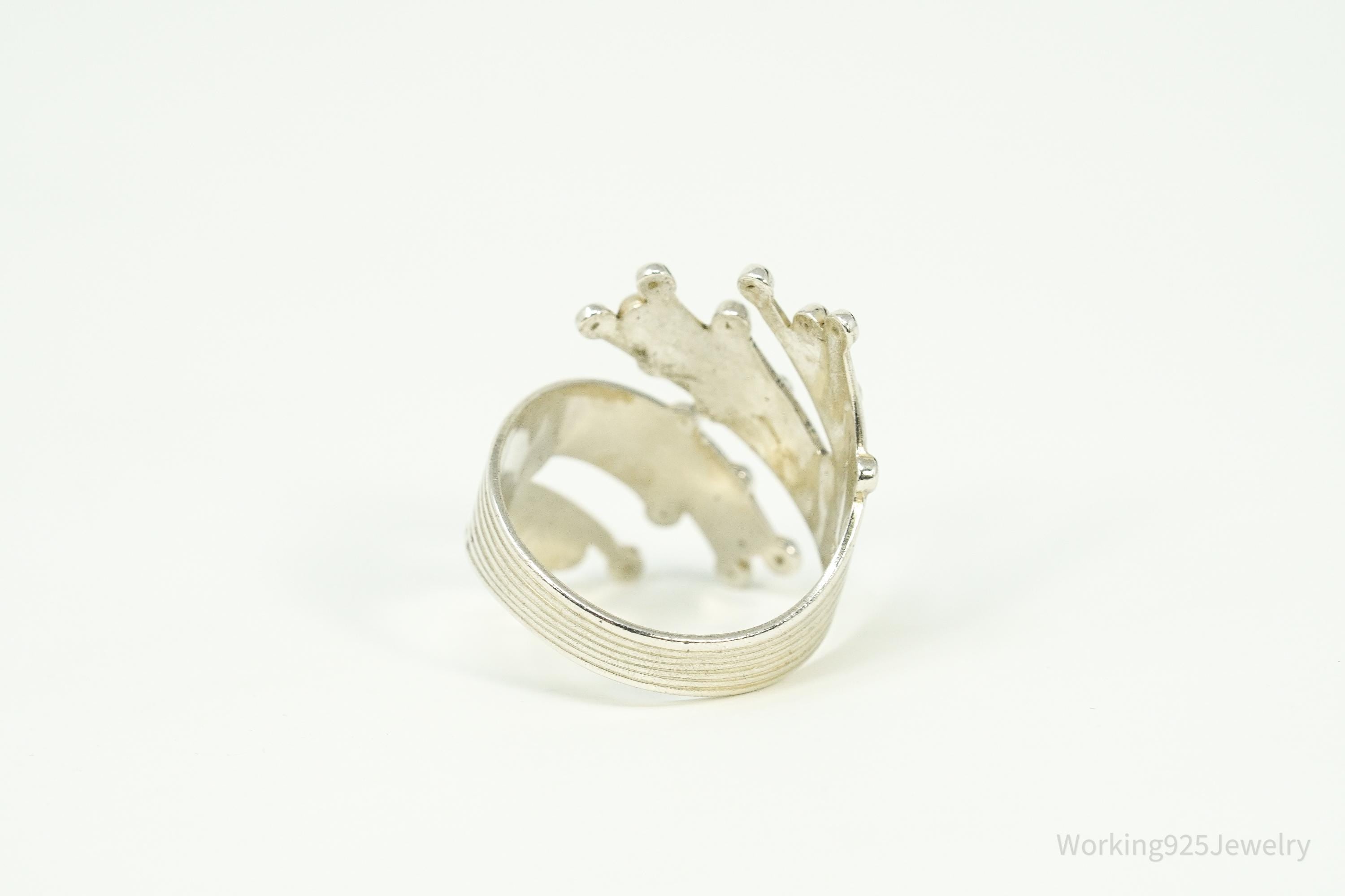 Vintage BEAU Modernist Style Sterling Silver Wrap Ring - Size 9 Adjustable
