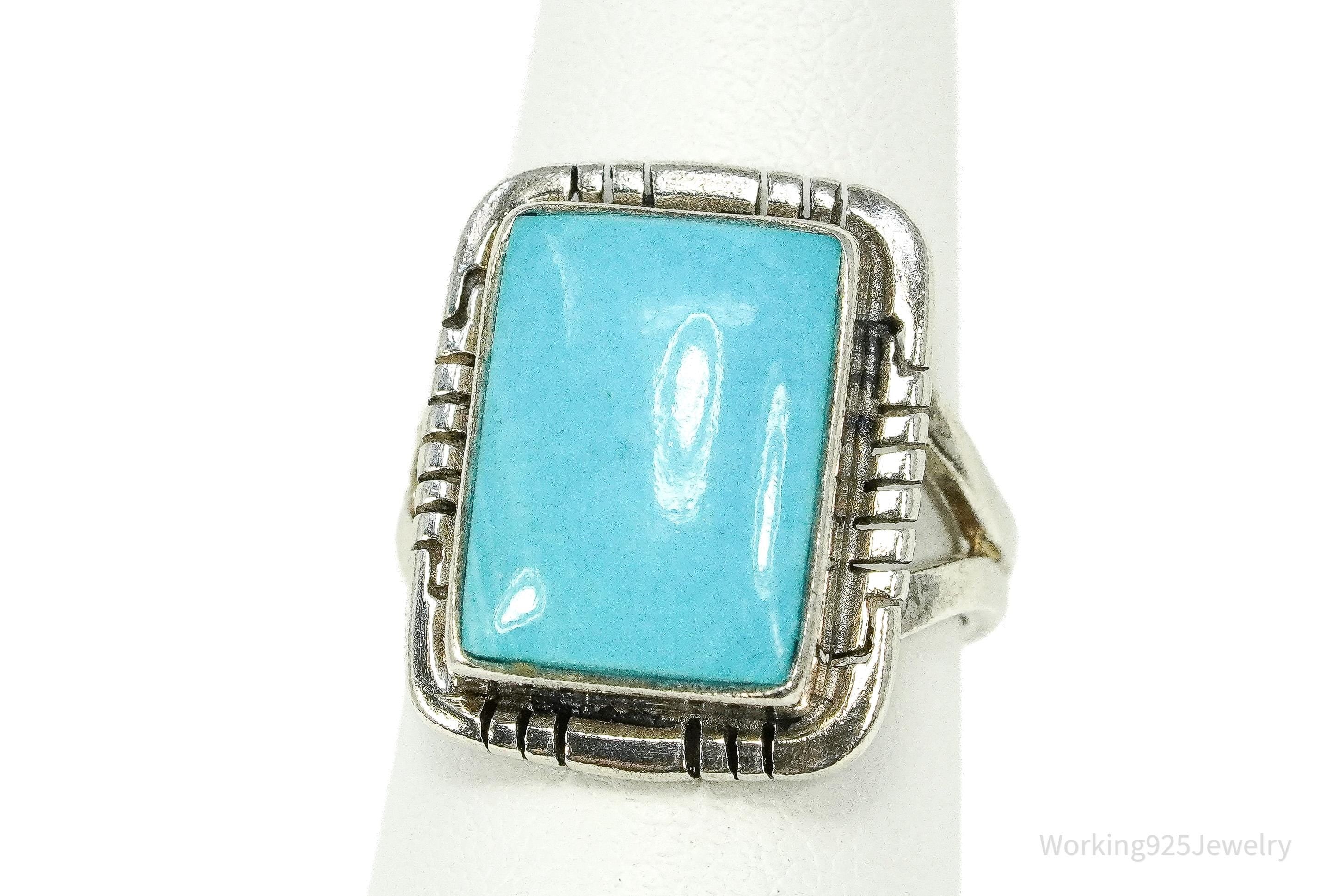 Vintage Native American Turquoise Sterling Silver Ring - Size 6