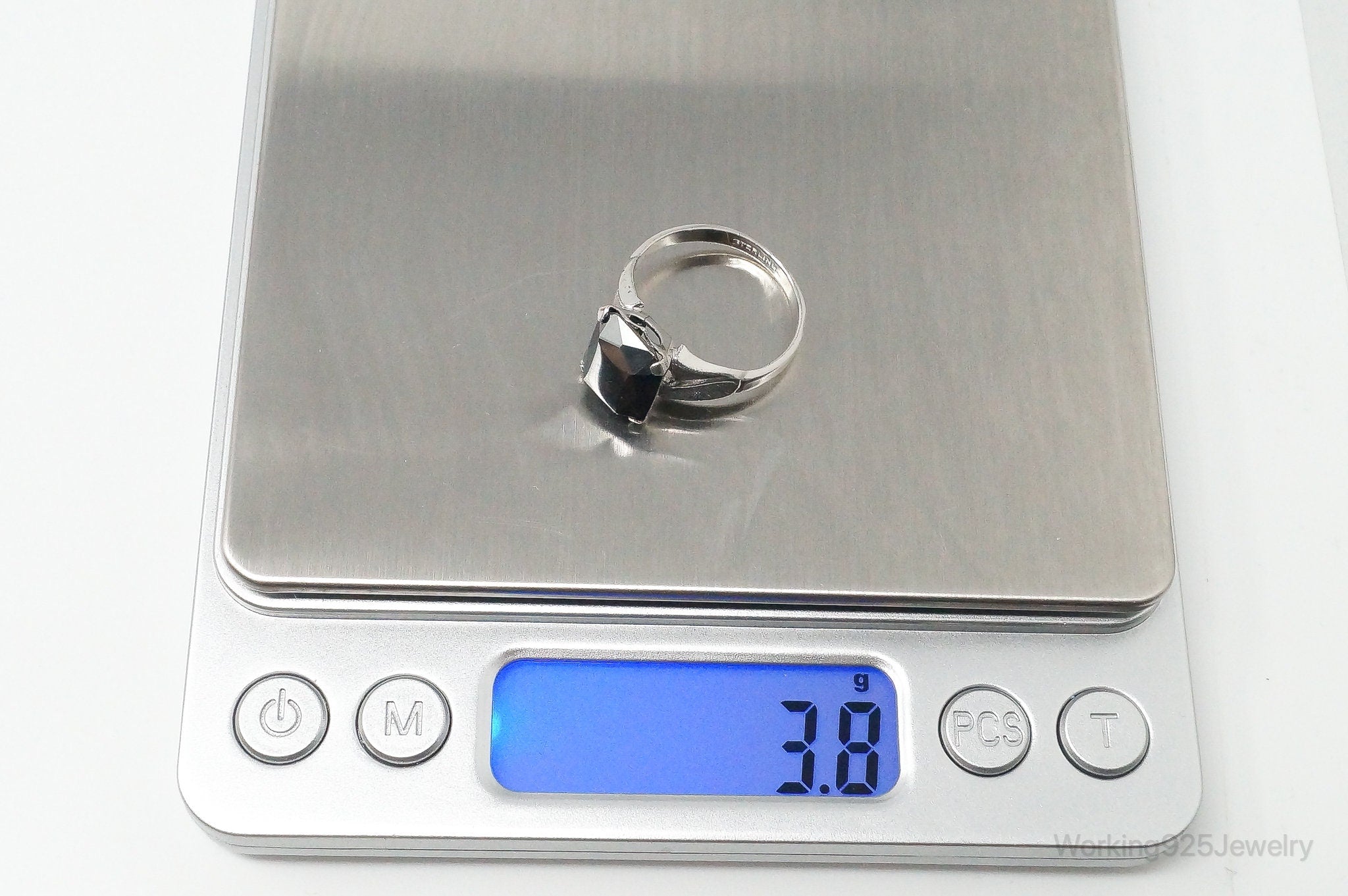 Antique Hematite Sterling Silver Ring - Size 8.25