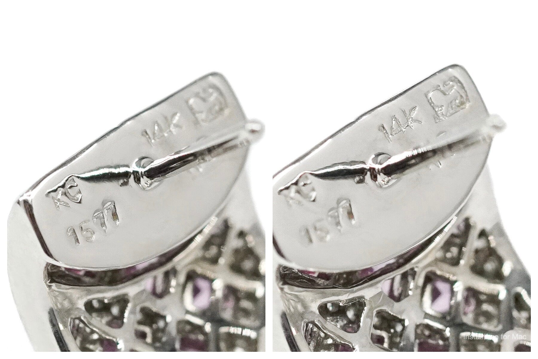 14K White Gold, Diamonds, & Pink Sapphires Earrings